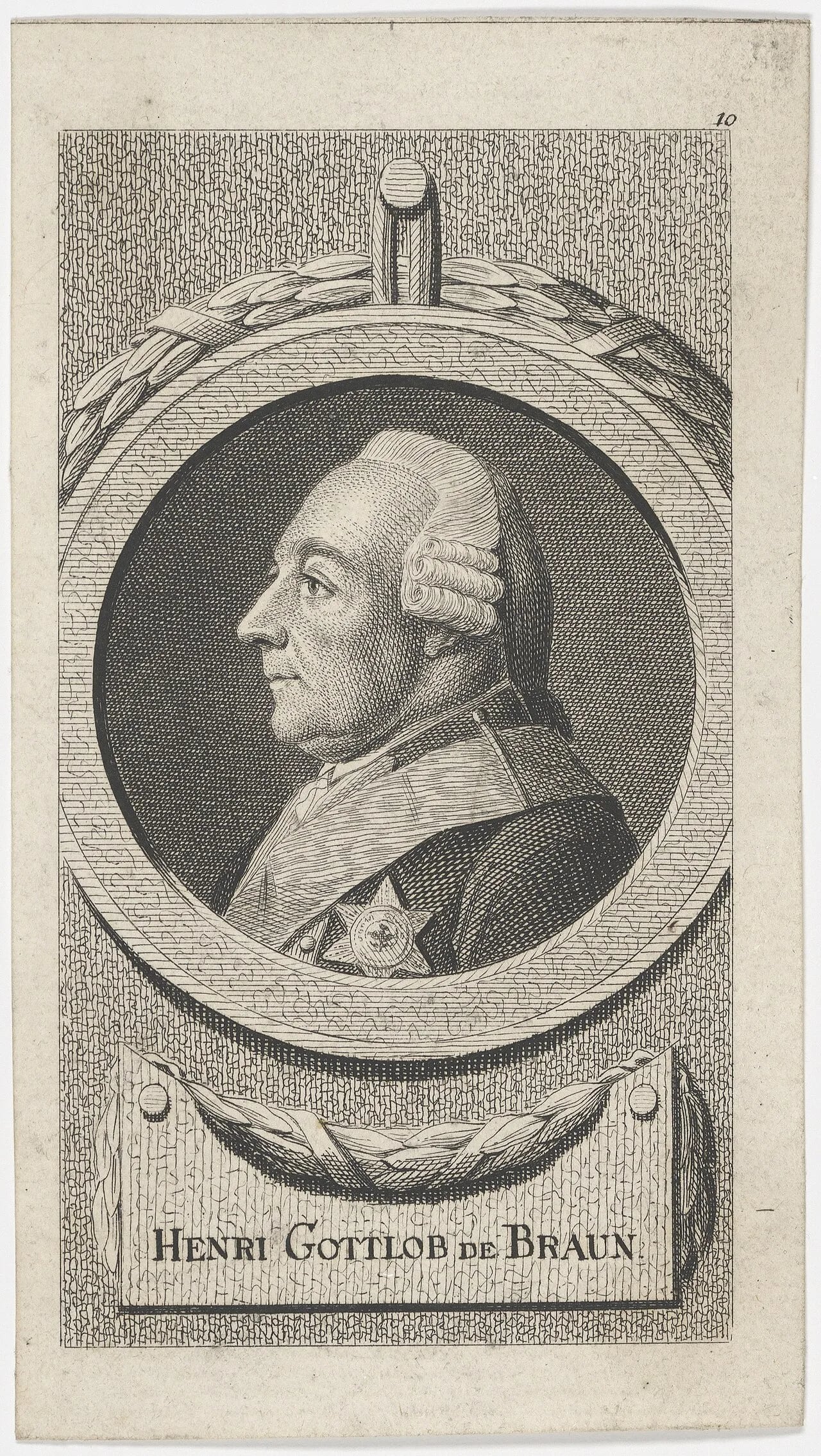 Porträt von Heinrich Gottlob von Braun (1717–1798) – Gedenkseite