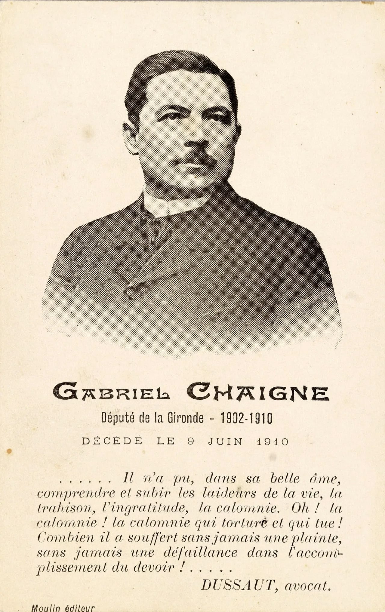 Portrait of Gabriel Chaigne (1859–1910) – memorial page
