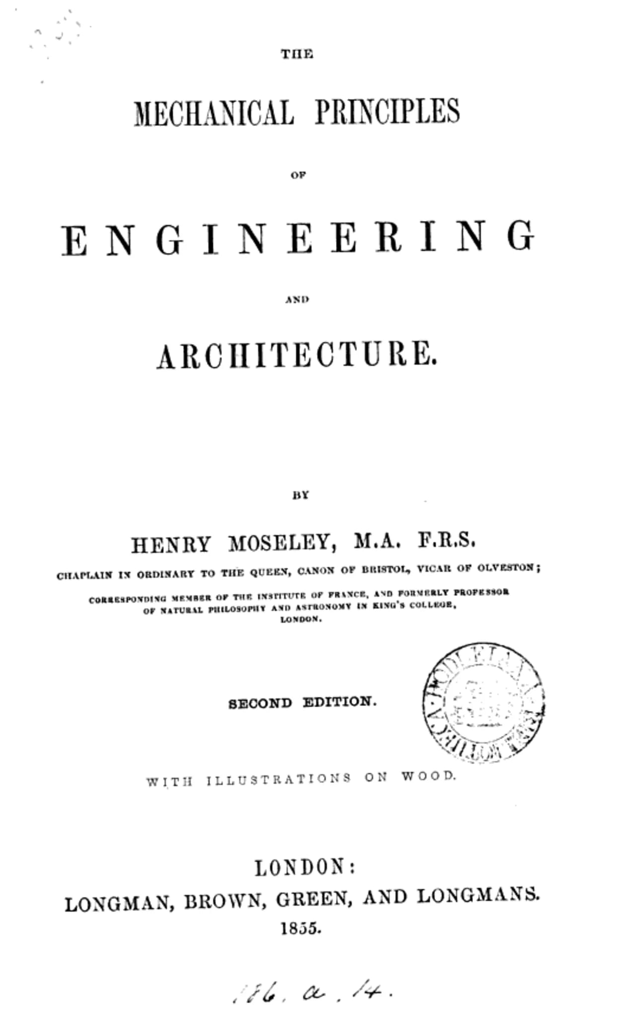 Porträt von Henry Moseley (1801–1872) – Gedenkseite