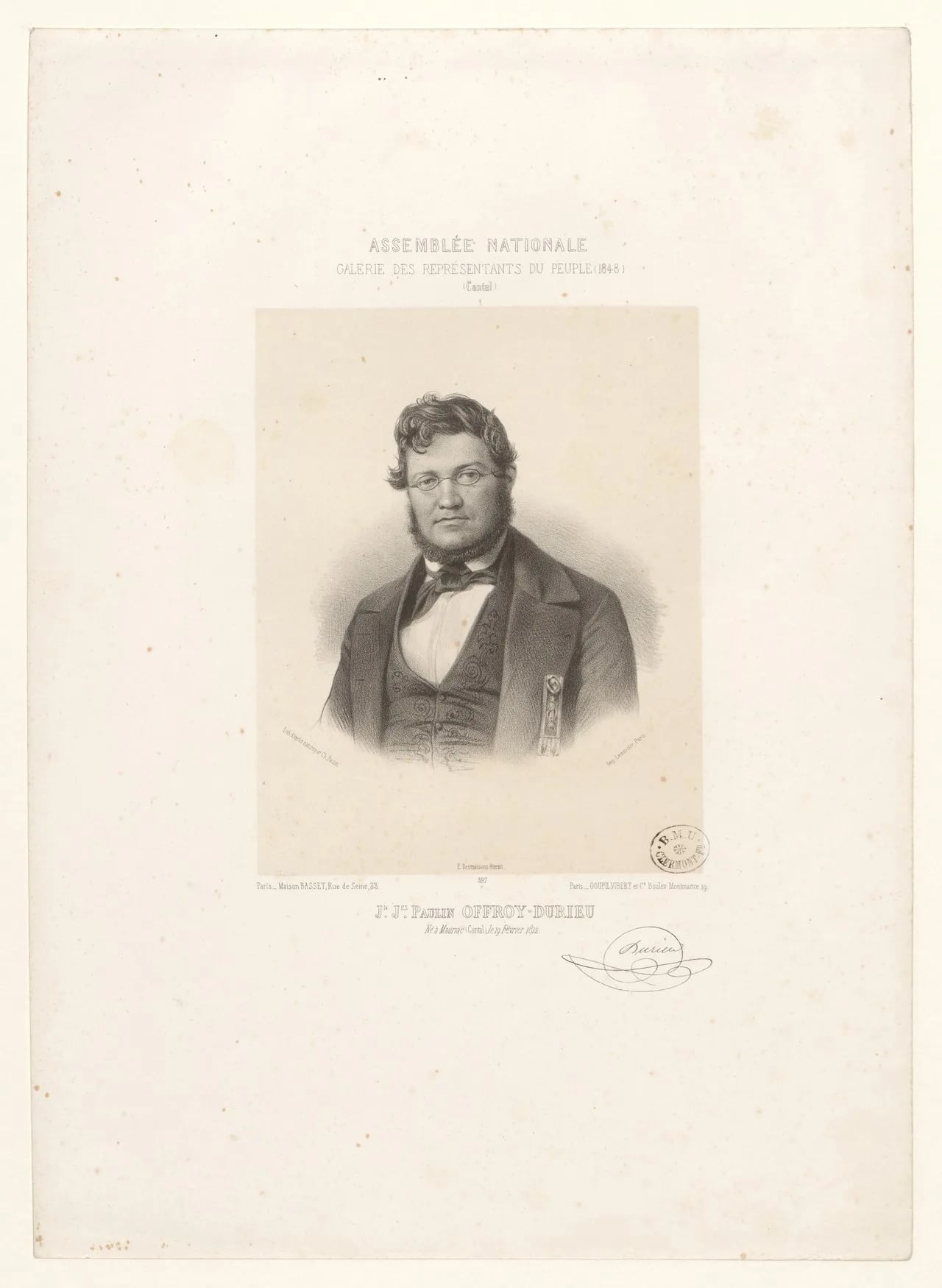 Porträt von Jean-Jacques Durrieu (1812–1885) – Gedenkseite