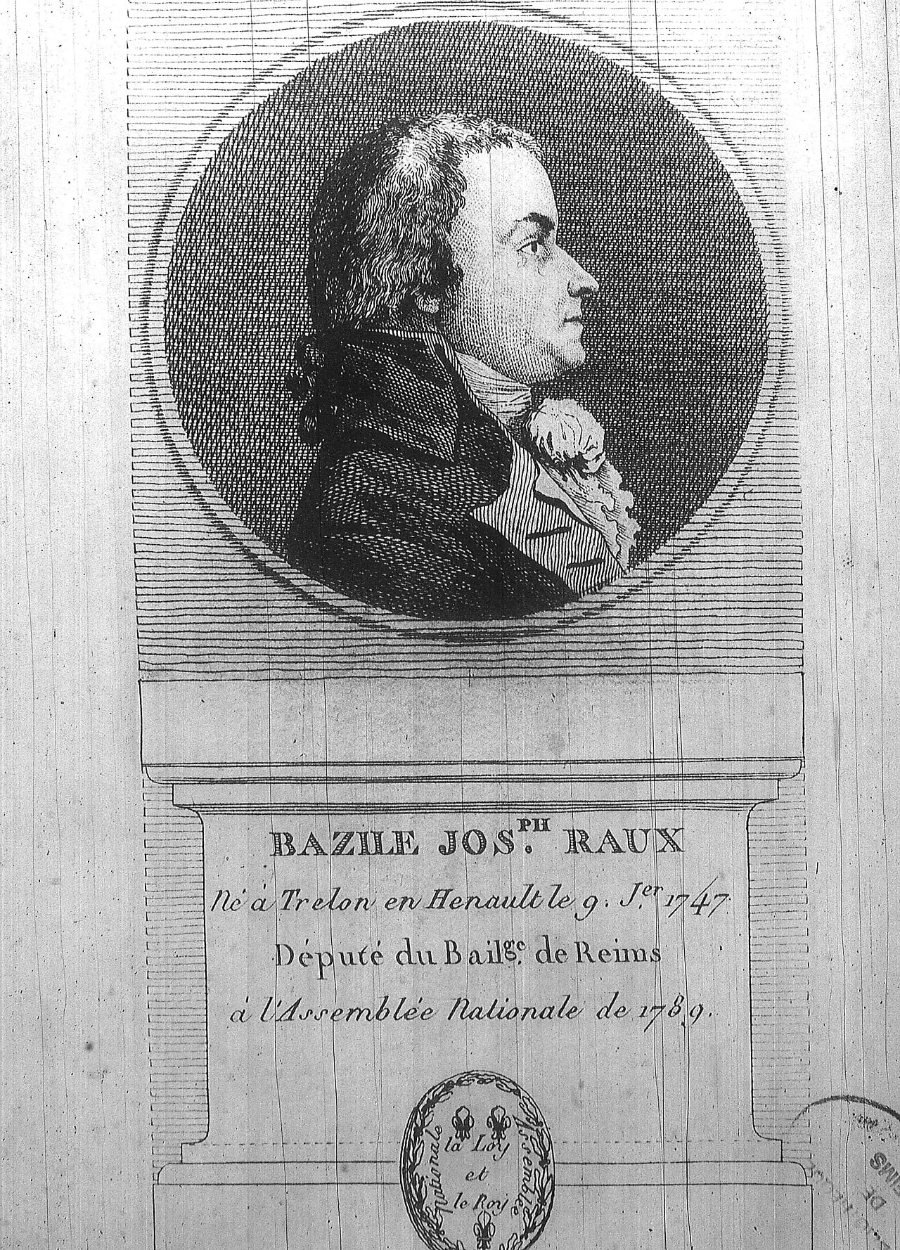 Porträt von Basile Joseph Raux (1747–1817) – Gedenkseite