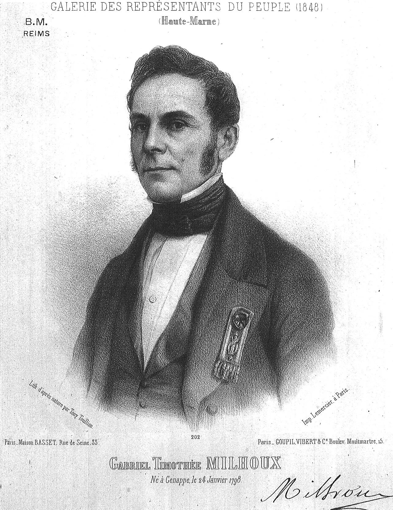 Porträt von Gabriel Milhoux (1798–1862) – Gedenkseite