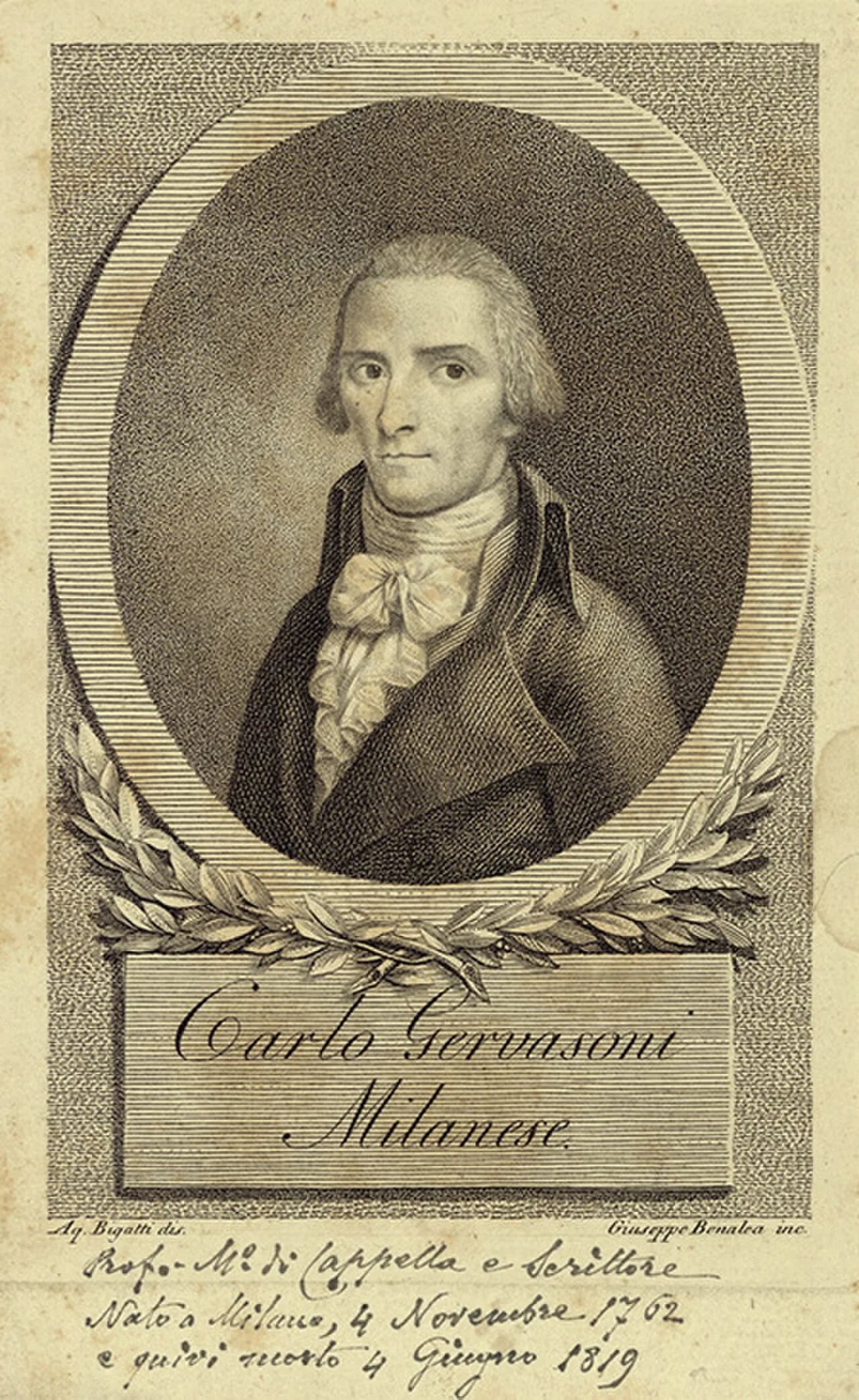 Portrait of Carlo Gervasoni (1762–1819) – memorial page