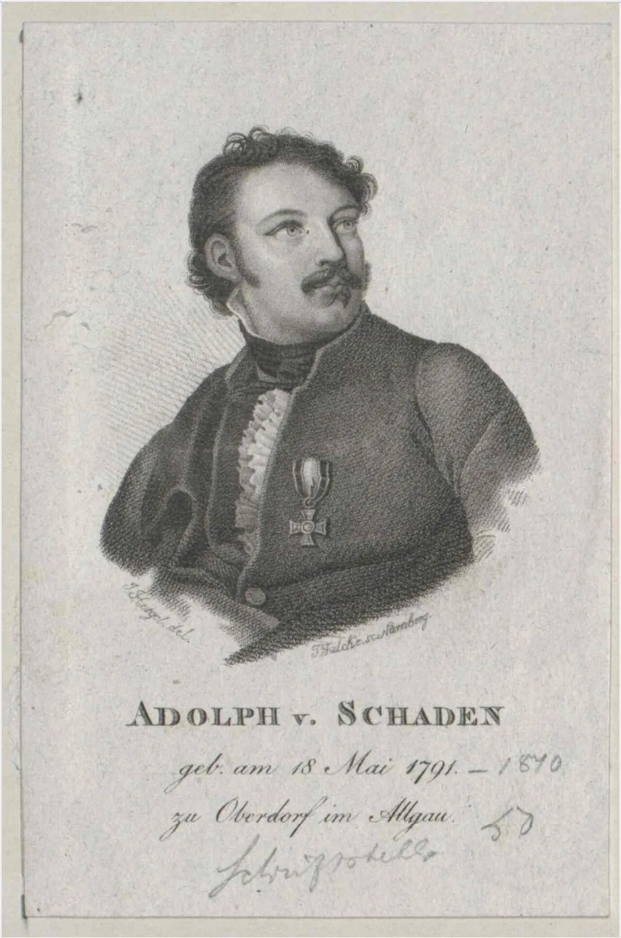 Porträt von Adolf von Schaden (1791–1840) – Gedenkseite