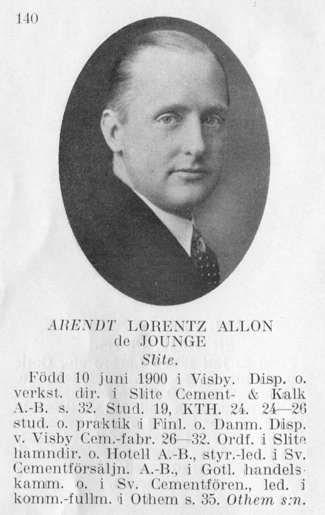 Porträt von Arendt de Jounge (1900–1982) – Gedenkseite