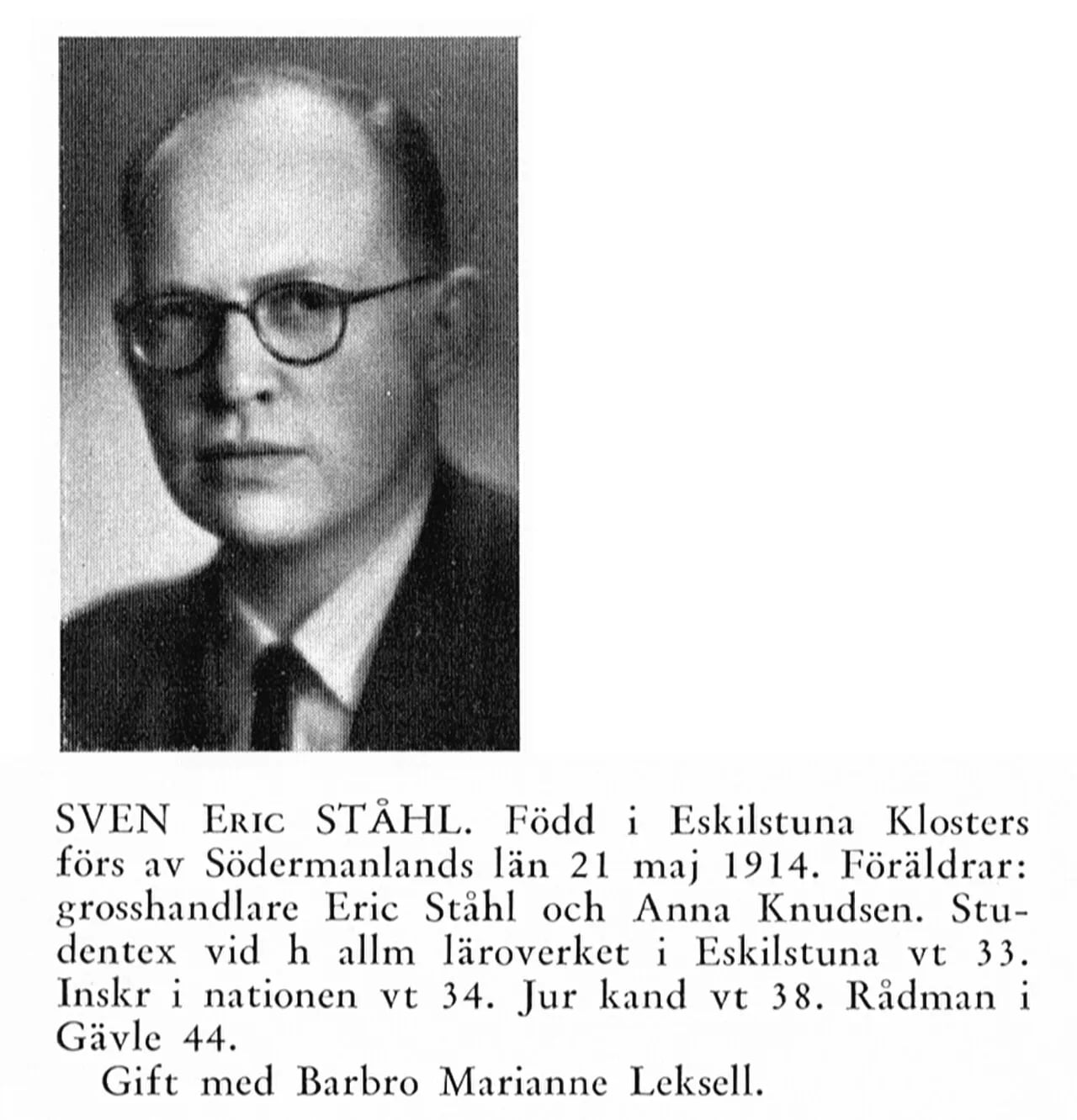 Portrait of Sven Ståhl (1914–2000) – memorial page