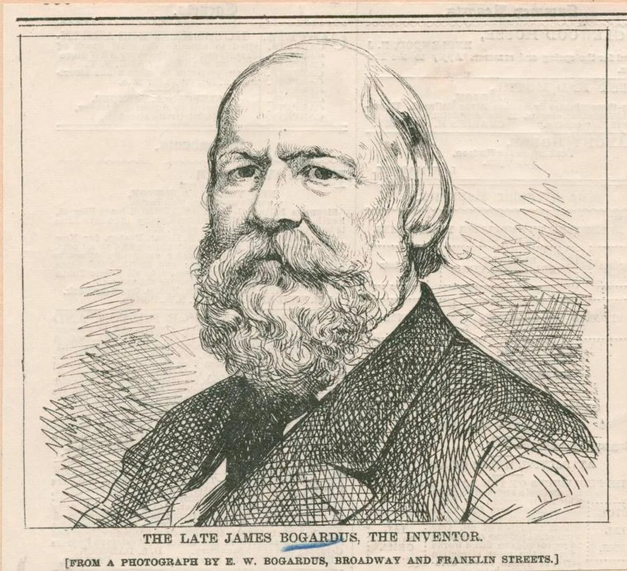 Portrait of James Bogardus (1800–1874) – memorial page