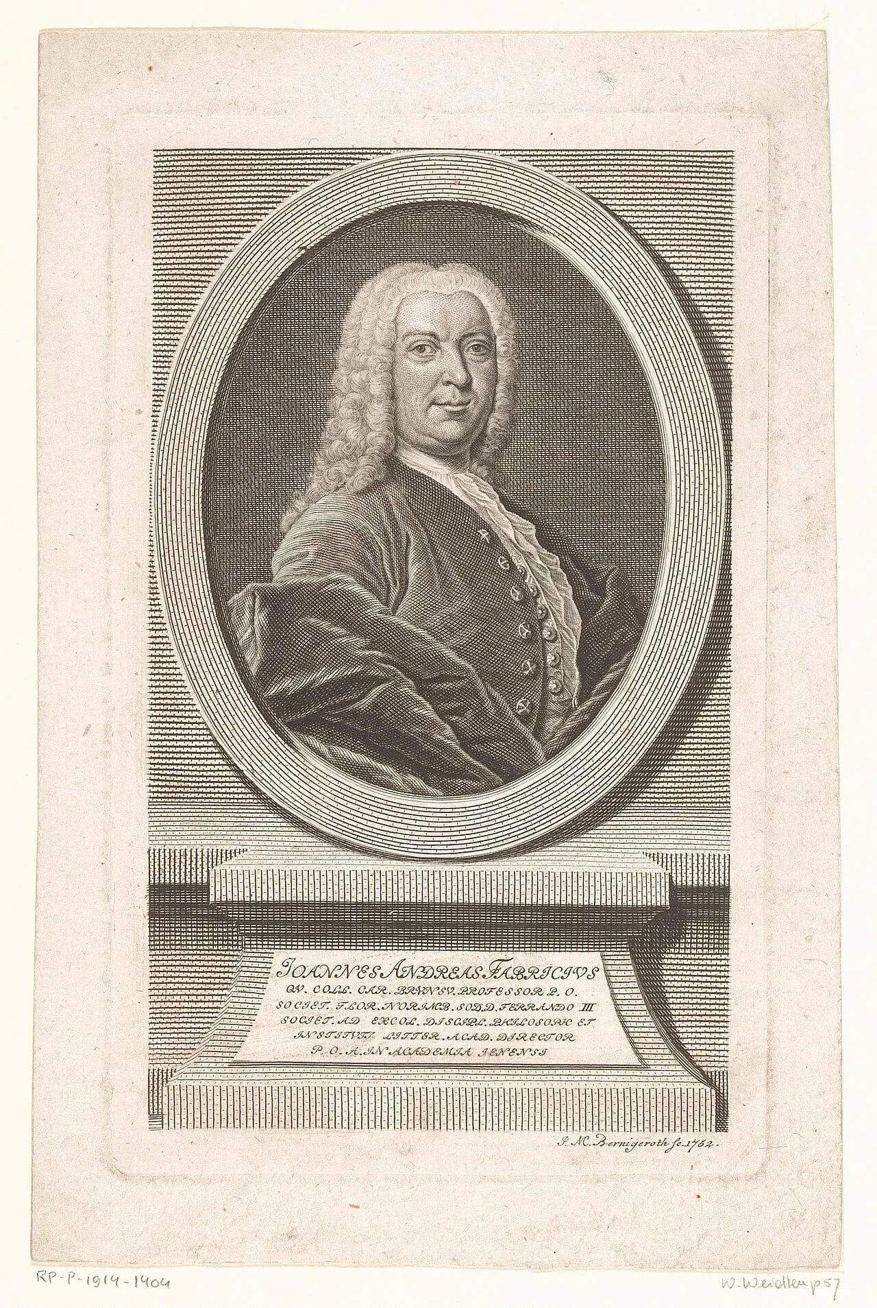Porträt von Johann Andreas Fabricius (1696–1769) – Gedenkseite