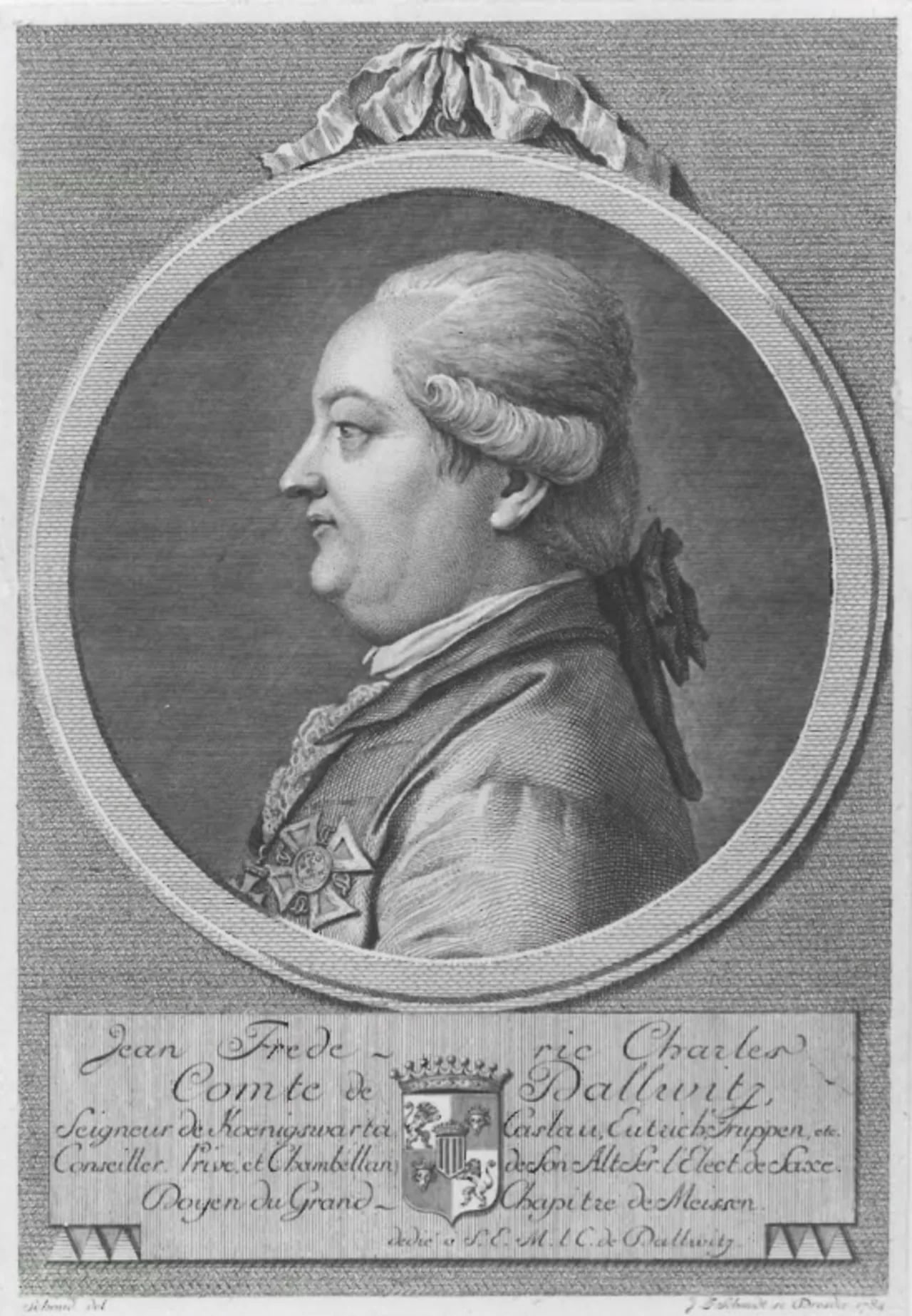 Porträt von Johann Carl Friedrich von Dallwitz (1742–1796) – Gedenkseite