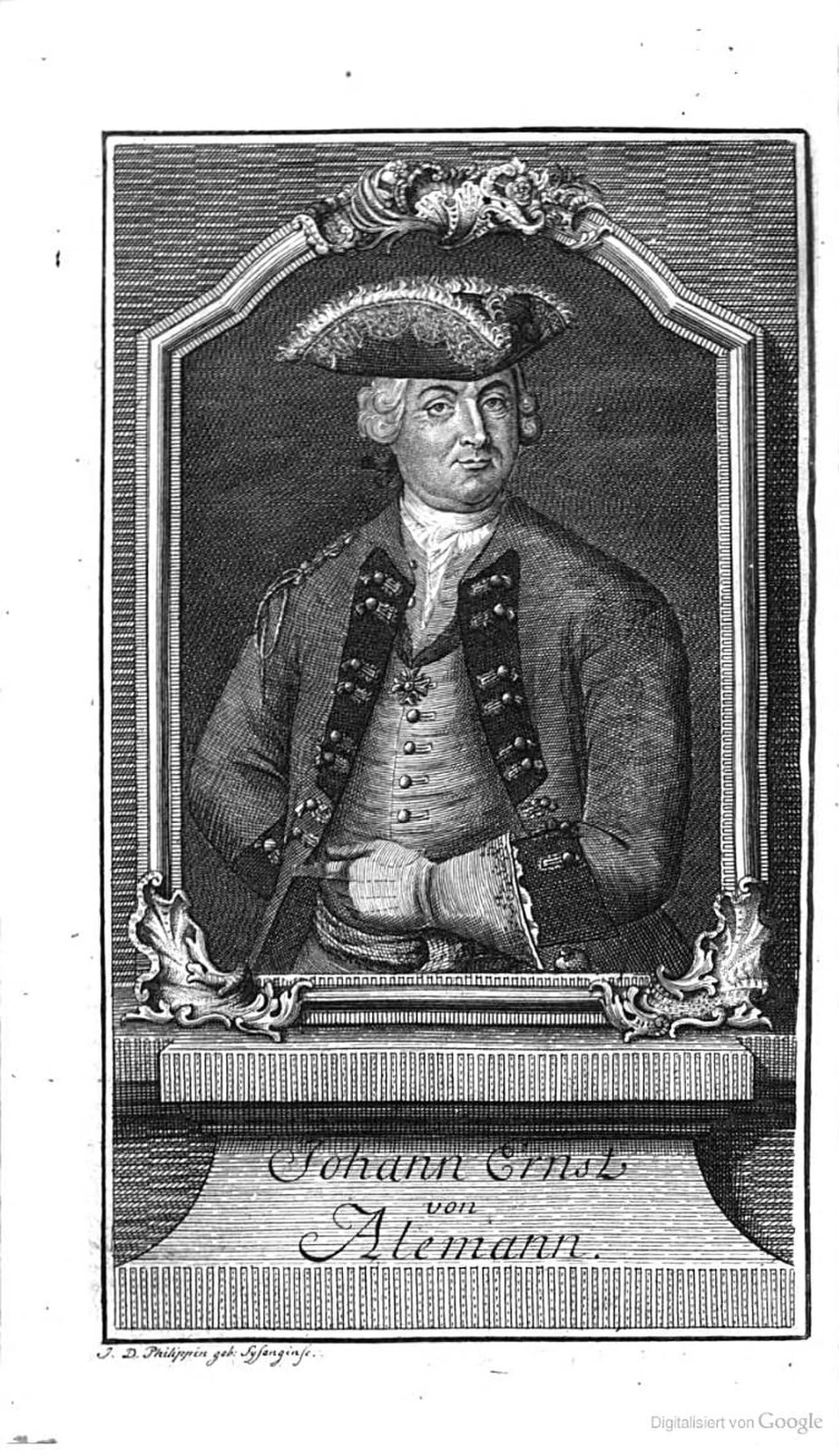 Porträt von Johann Ernst von Alemann (1683–1757) – Gedenkseite