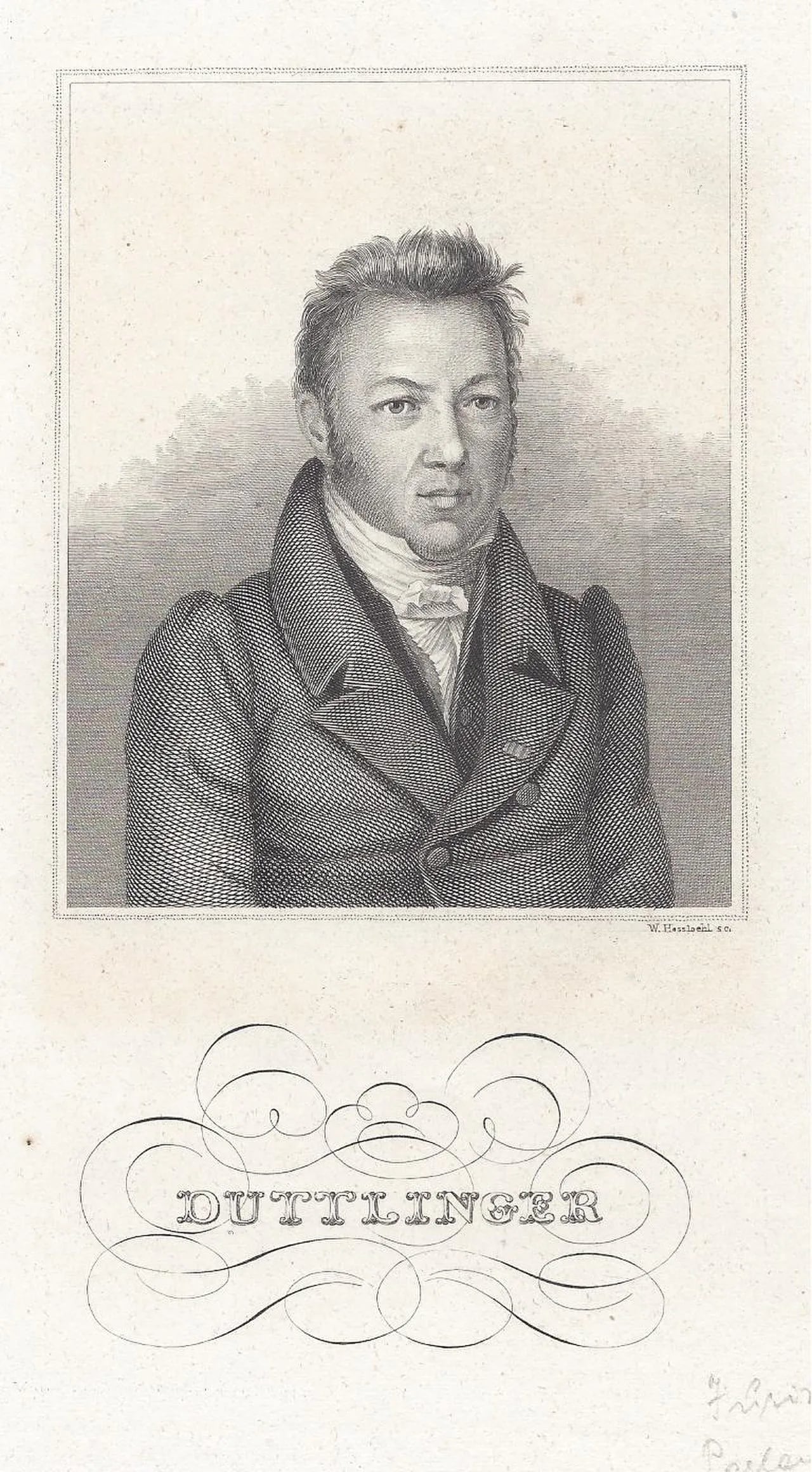 Porträt von Johann Georg Duttlinger (1788–1841) – Gedenkseite
