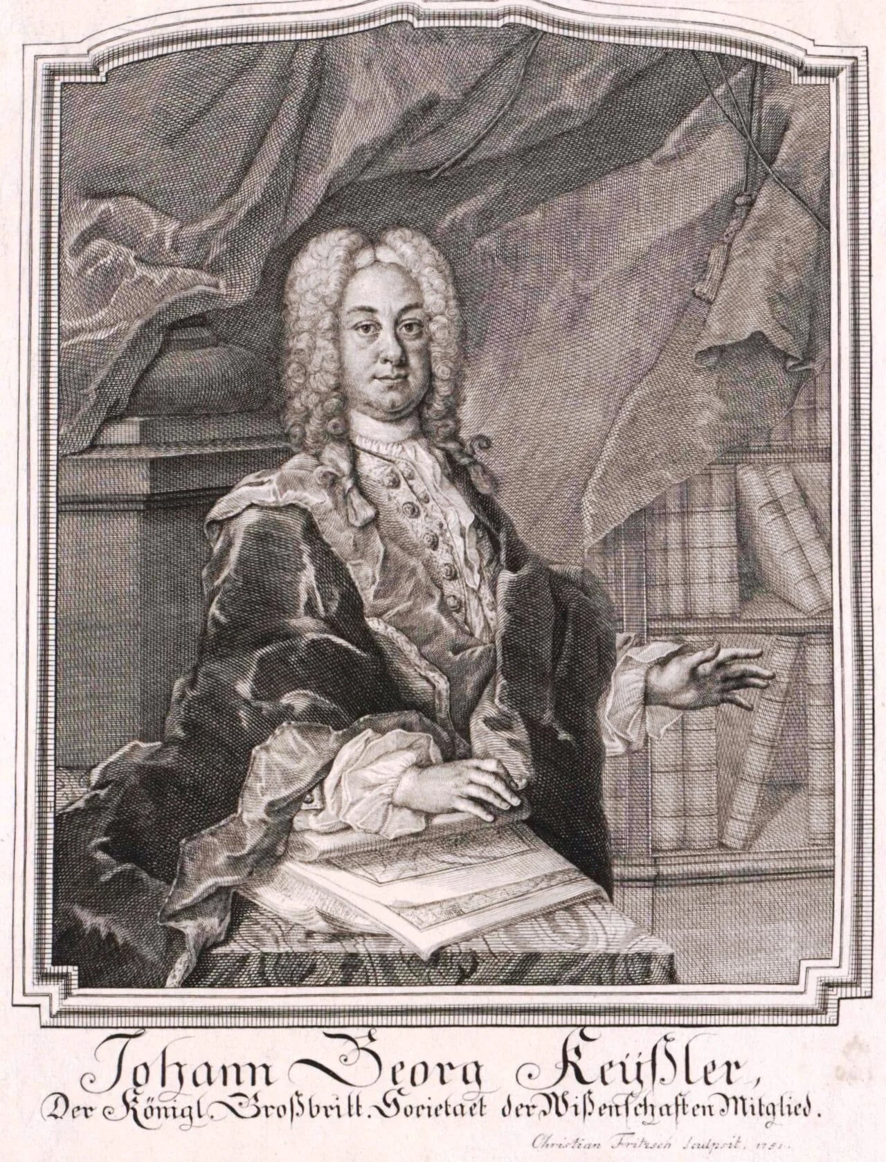 Porträt von Johann Georg Keyßler (1693–1743) – Gedenkseite