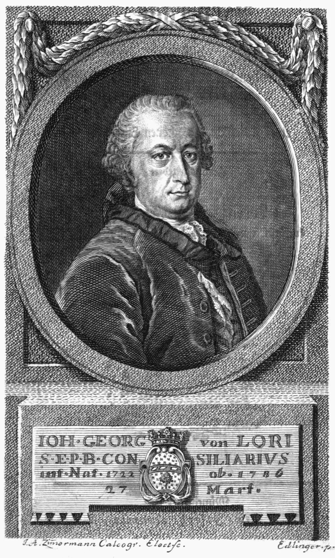 Porträt von Johann Georg von Lori (1723–1787) – Gedenkseite