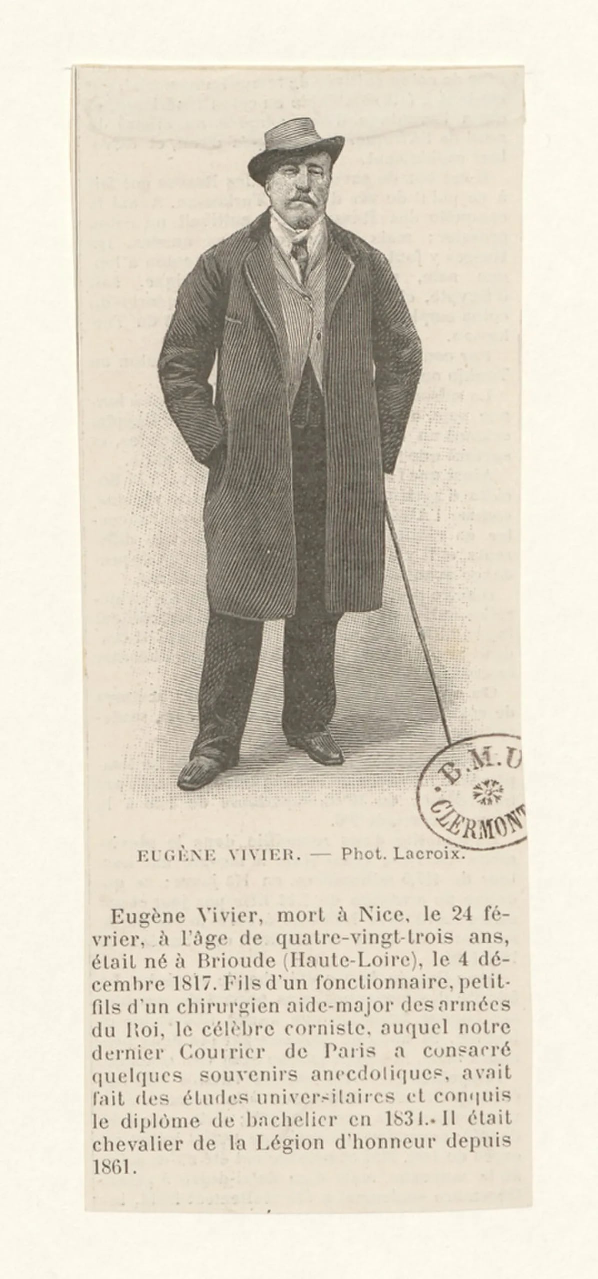 Porträt von Eugène Vivier (1817–1900) – Gedenkseite