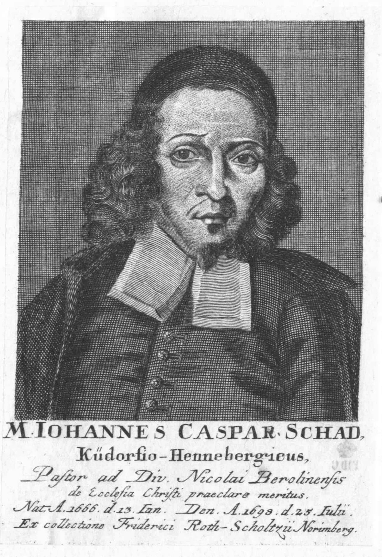 Porträt von Johann Kaspar Schade (1666–1698) – Gedenkseite