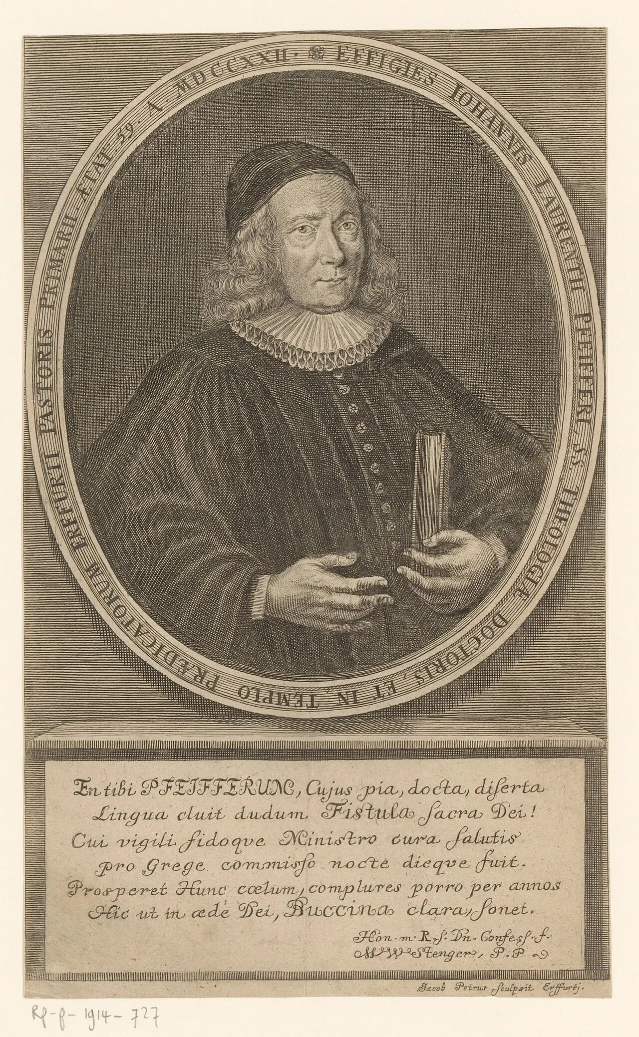 Porträt von Johann Lorenz Pfeiffer (1662–1743) – Gedenkseite