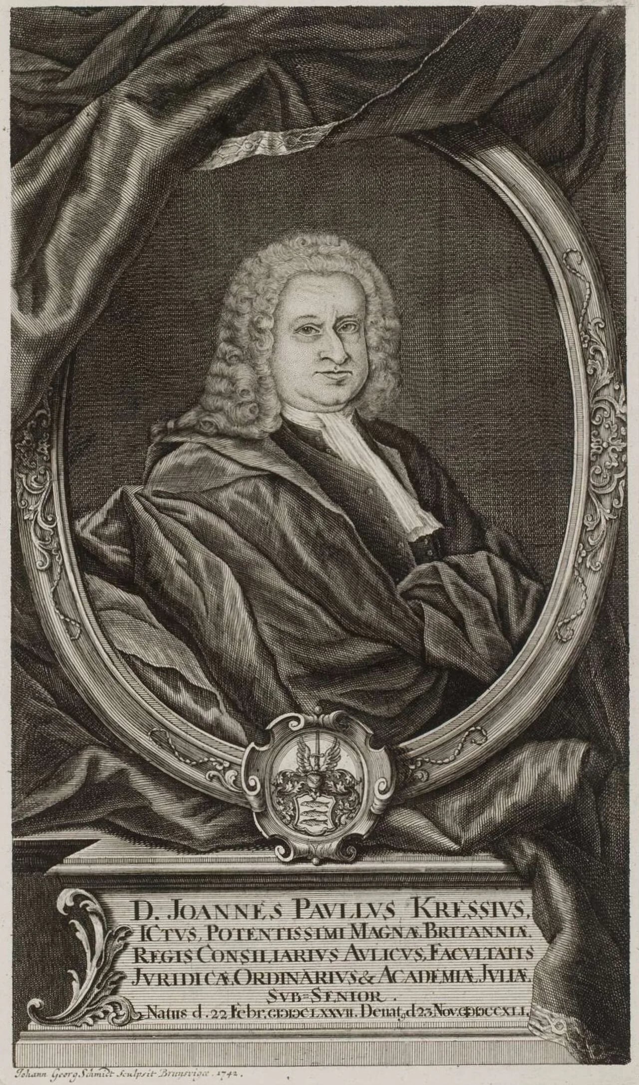 Porträt von Johann Paul Kress (1677–1741) – Gedenkseite