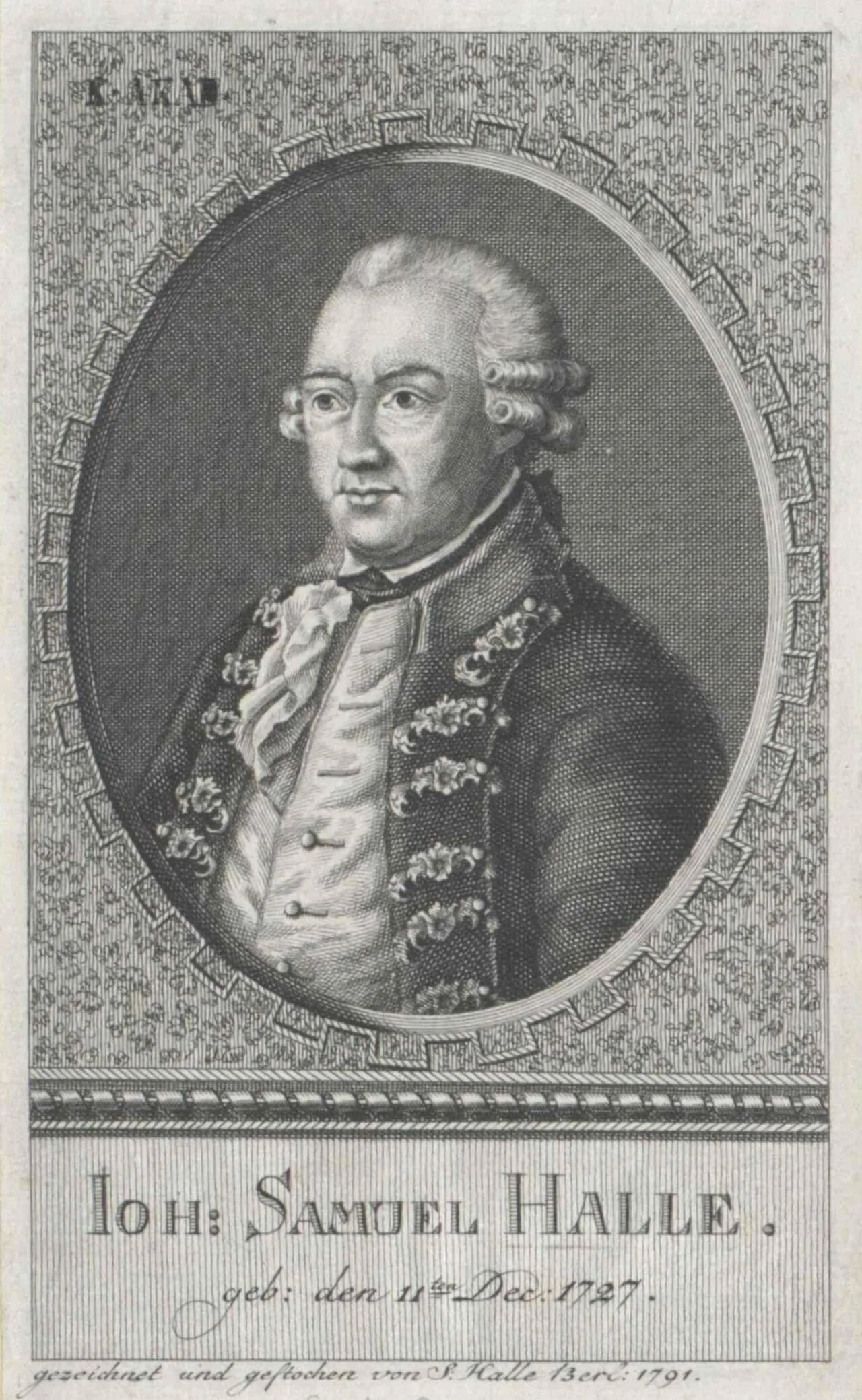 Portrait of Johann Samuel Halle (1727–1810) – memorial page