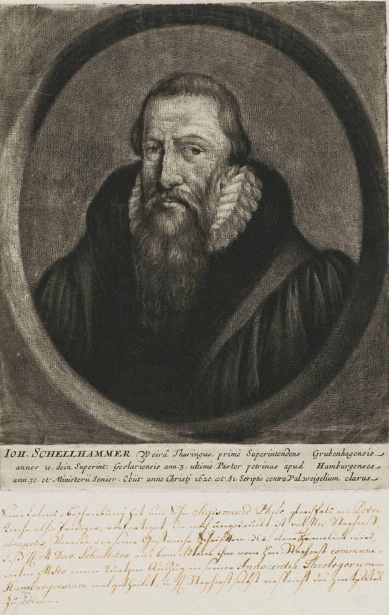 Porträt von Johann Schellhammer (1540–1620) – Gedenkseite