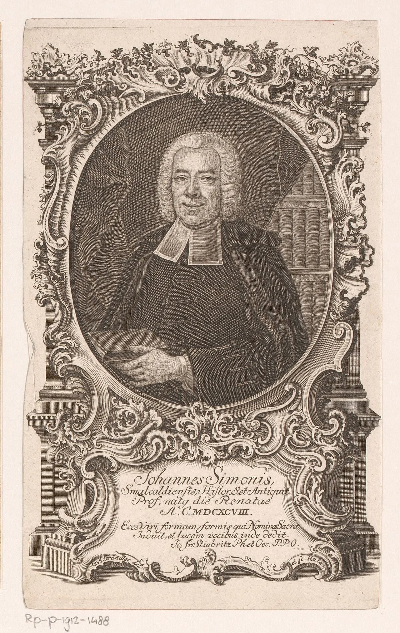 Porträt von Johann Simonis (1698–1768) – Gedenkseite