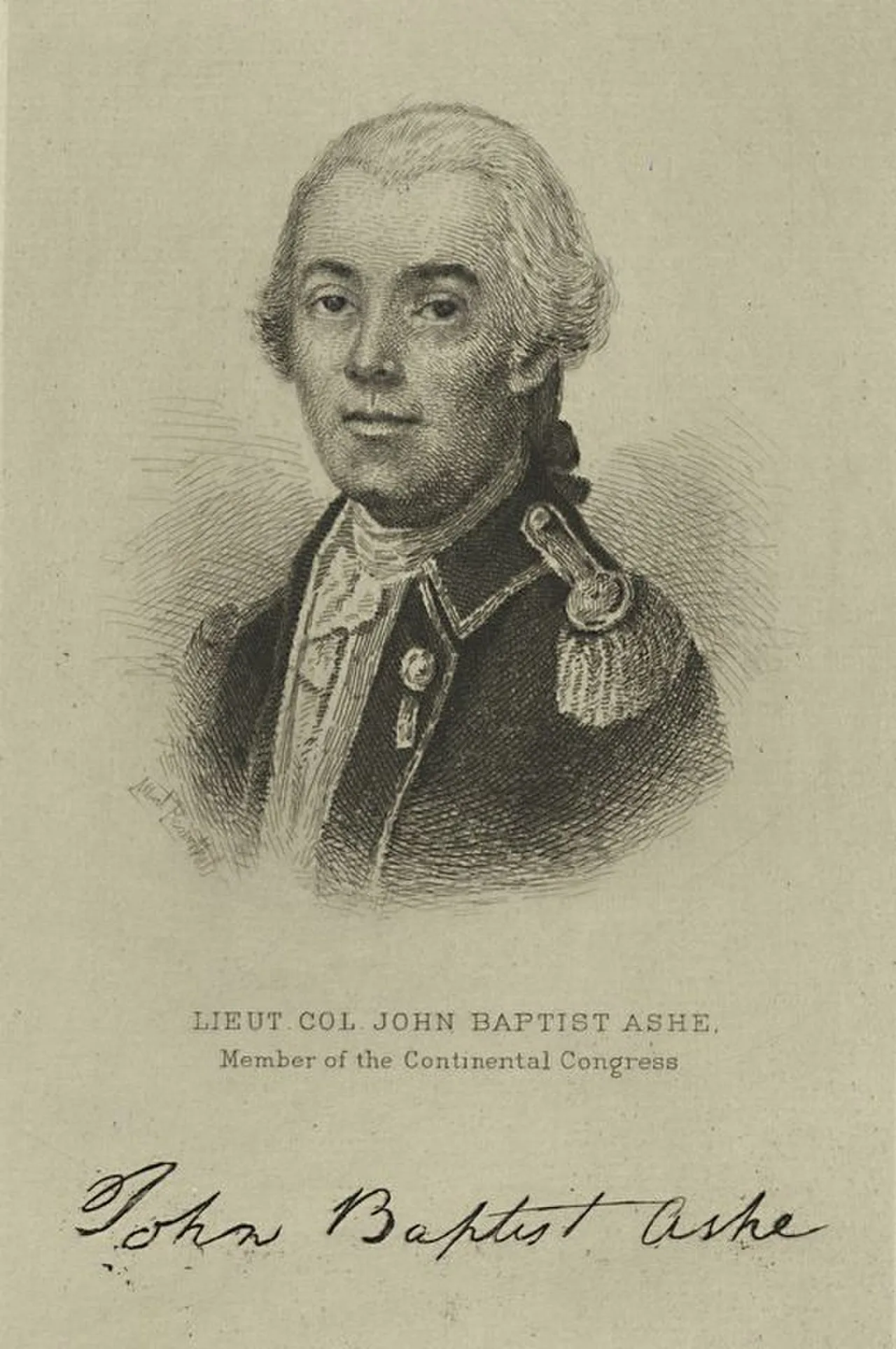 Porträt von John Baptista Ashe (1748–1802) – Gedenkseite