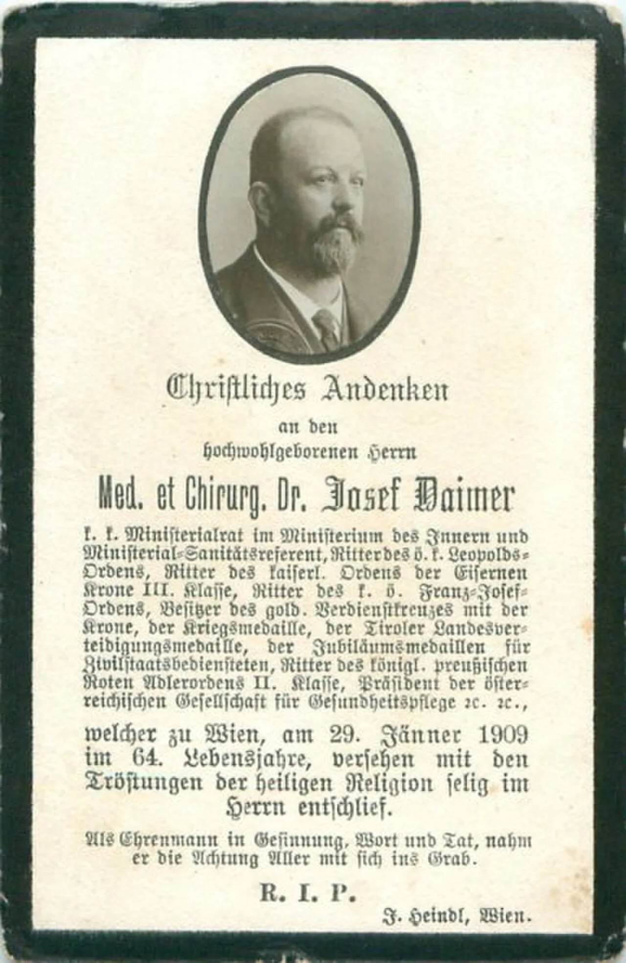 Porträt von Josef Daimer (1845–1909) – Gedenkseite