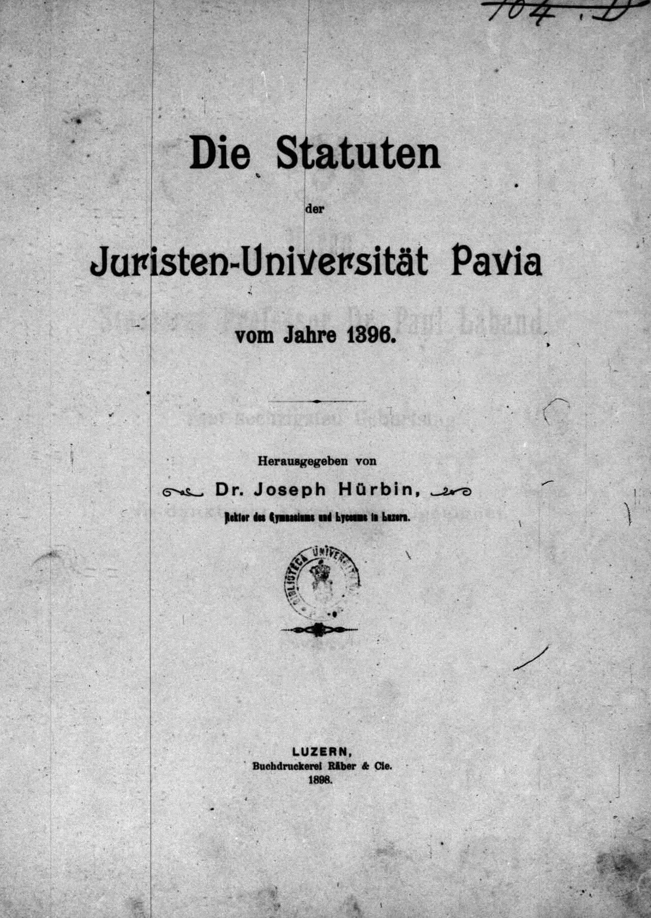 Portrait of Joseph Hürbin (1863–1912) – memorial page