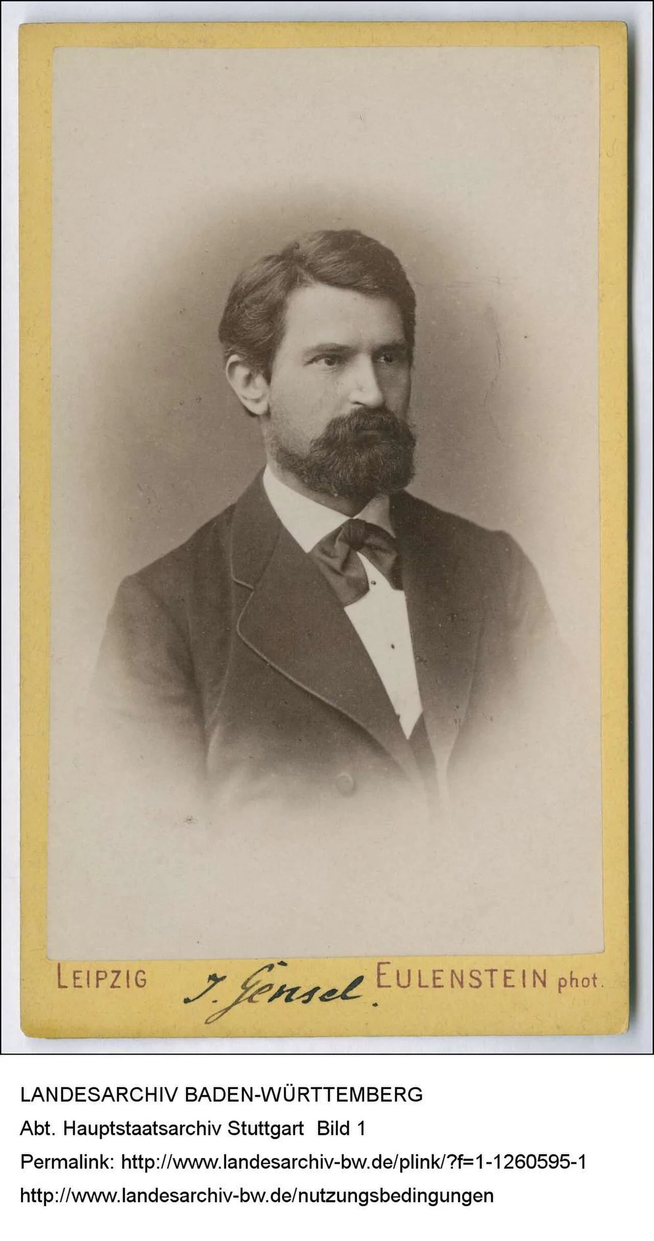 Porträt von Julius Gensel (1835–1916) – Gedenkseite