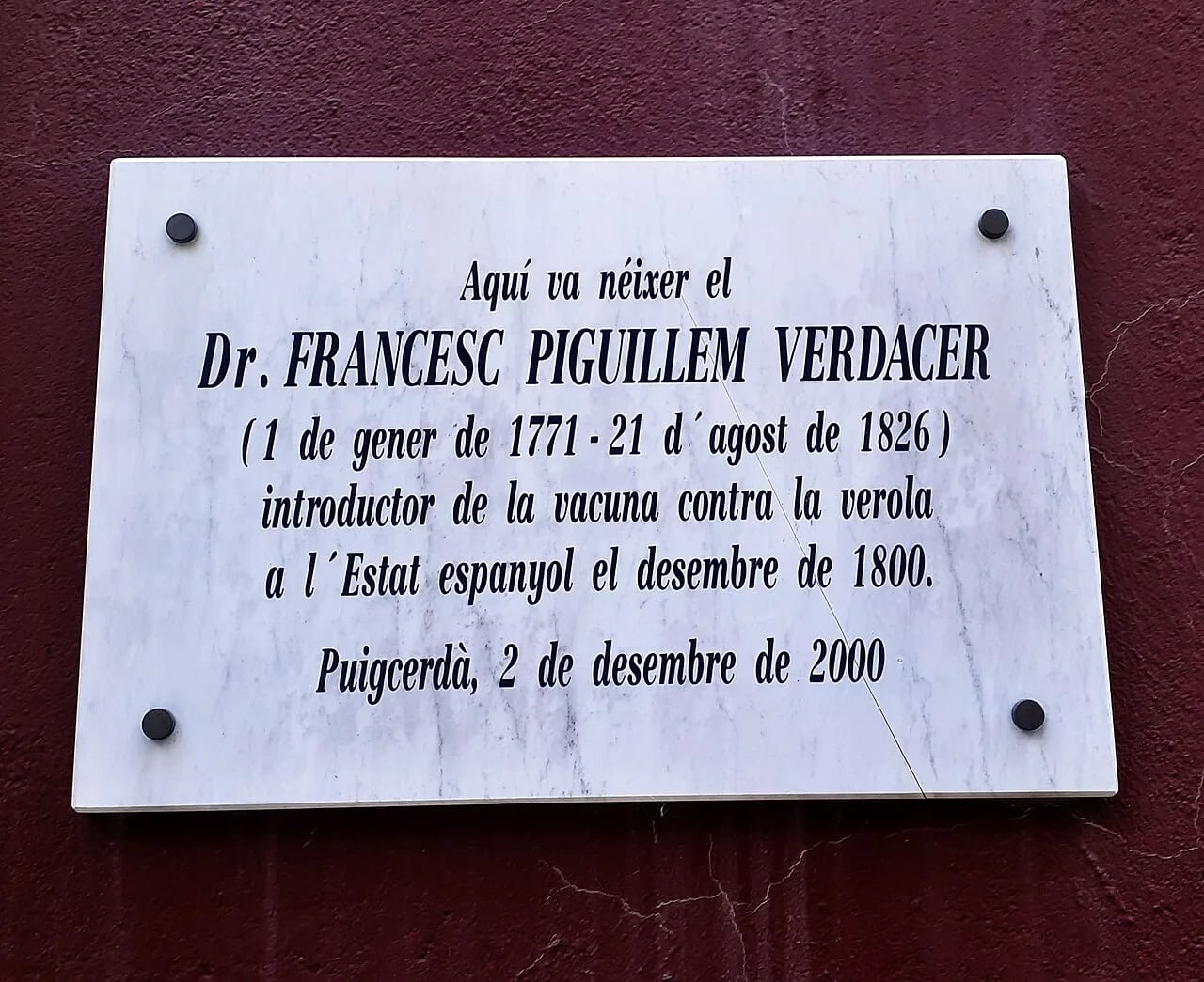 Porträt von Francesc Piguillem i Verdacer (1770–1826) – Gedenkseite