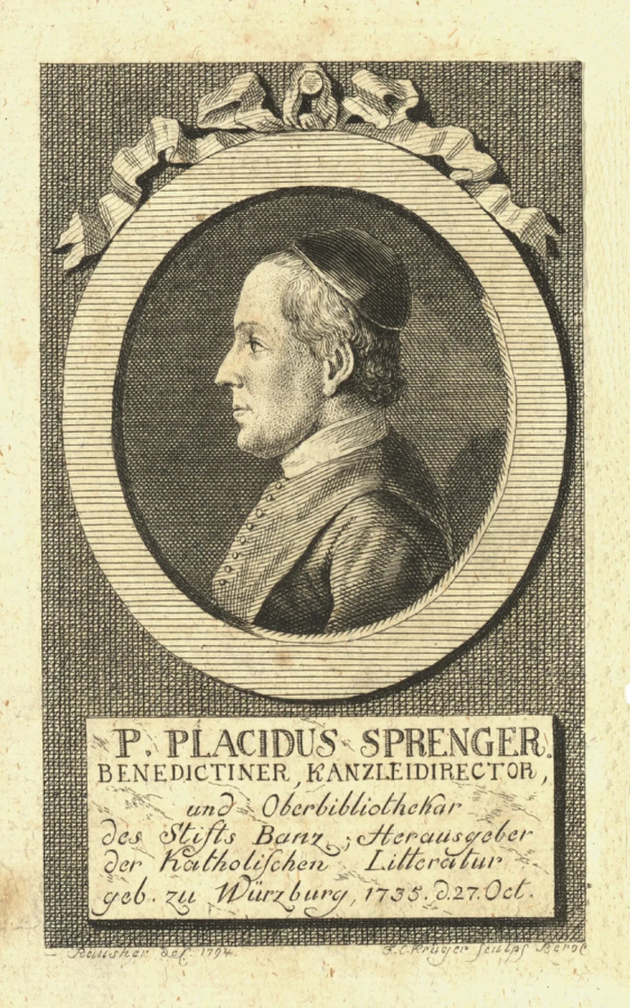 Porträt von Placidus Sprenger (1735–1806) – Gedenkseite