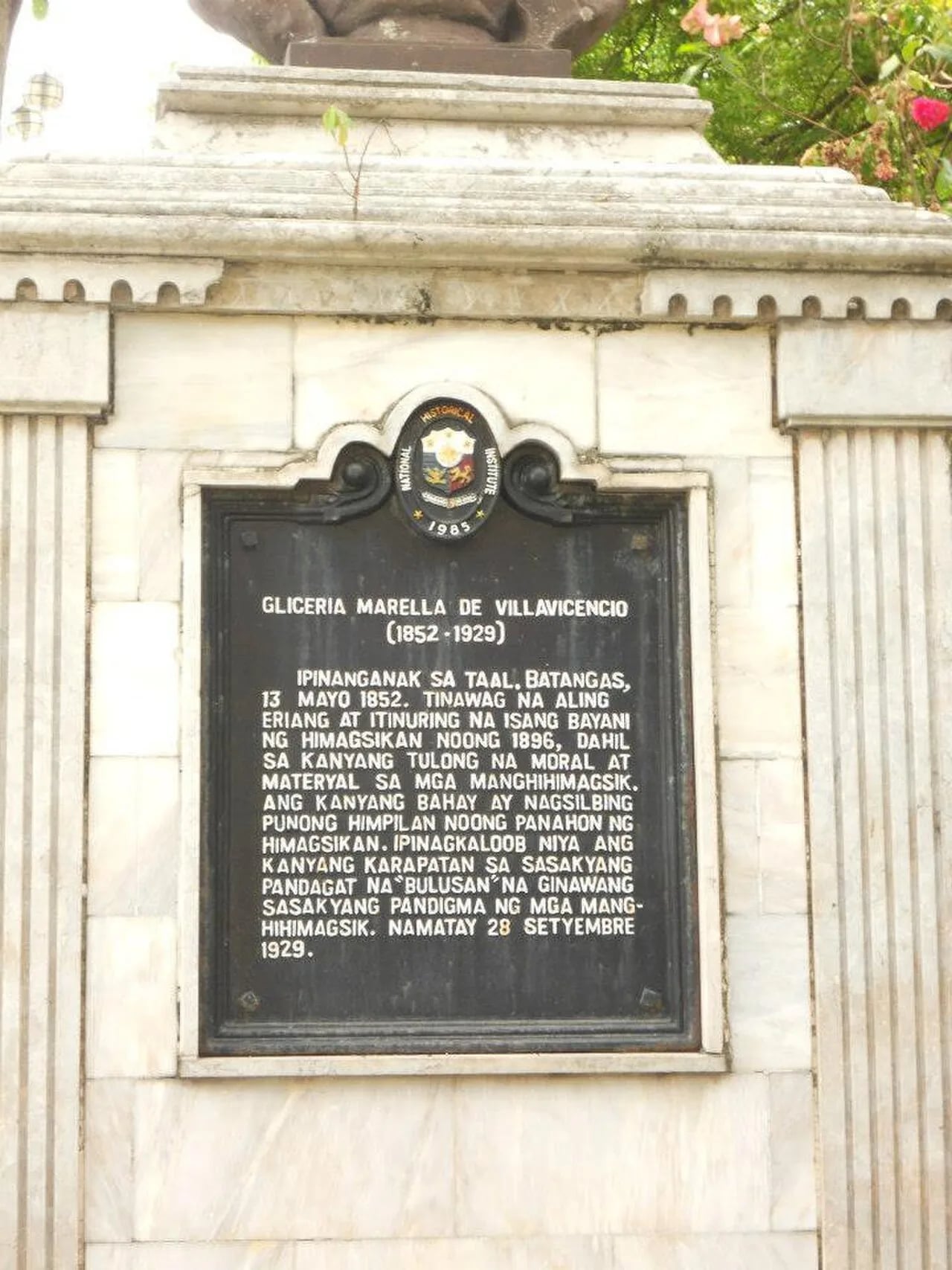 Portrait of Gliceria Marella Villavicencio (1852–1929) – memorial page