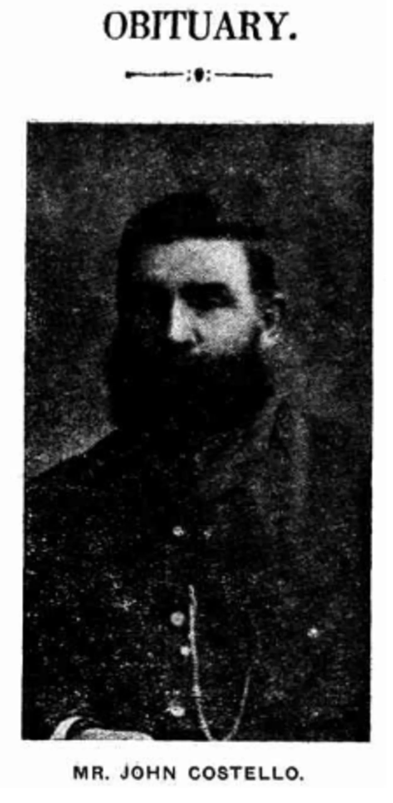Porträt von John Costello (1838–1923) – Gedenkseite