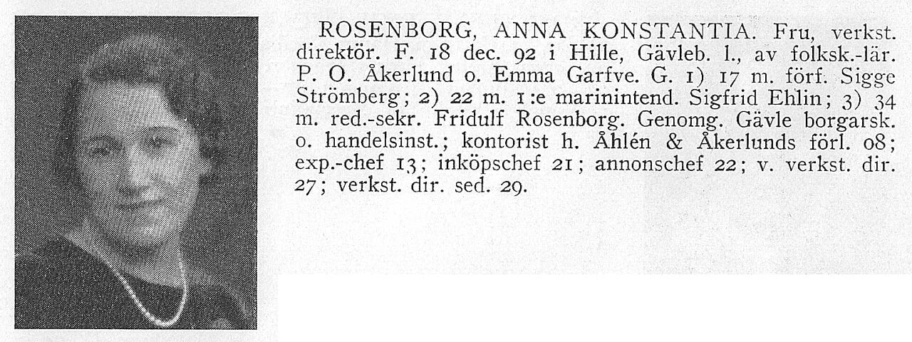 Portrait of Anna Ehlin-Rosenborg (1892–1958) – memorial page