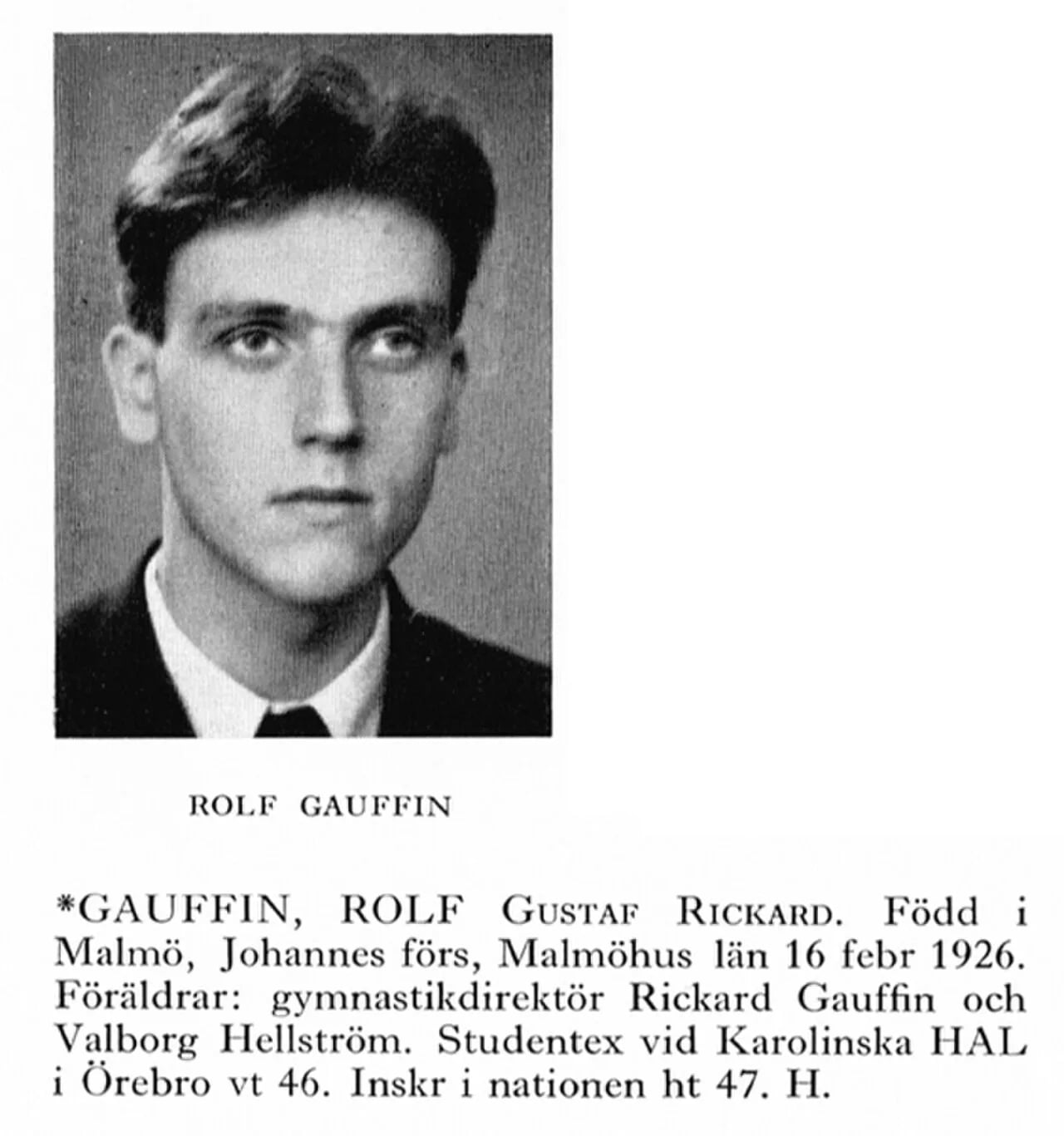 Porträt von Rolf Gauffin (1926–2007) – Gedenkseite