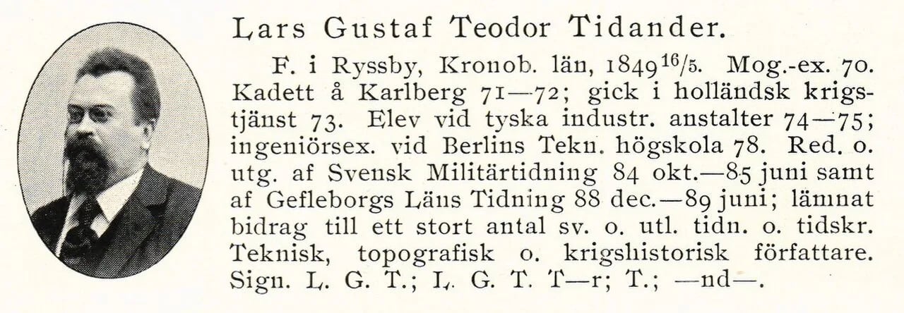 Porträt von Lars Gustaf Teodor Tidander (1849–1917) – Gedenkseite