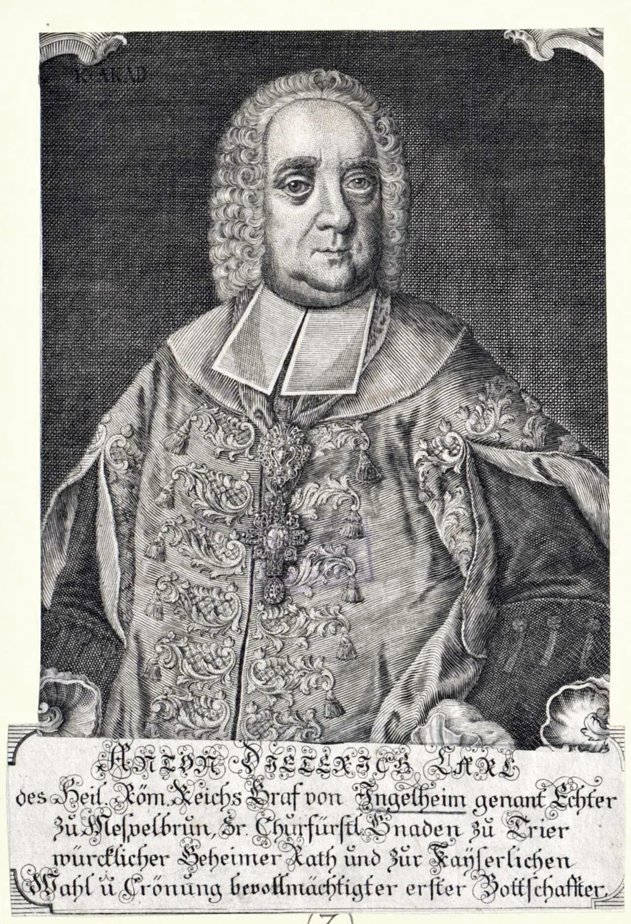 Porträt von Anton Dietrich Carl von Ingelheim (1690–1750) – Gedenkseite