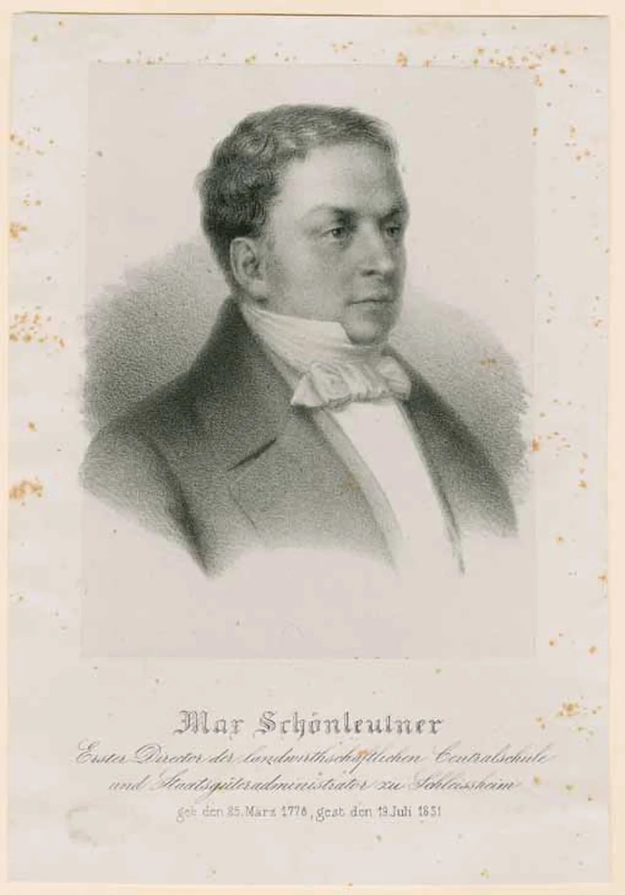 Porträt von Max Schönleutner (1778–1831) – Gedenkseite