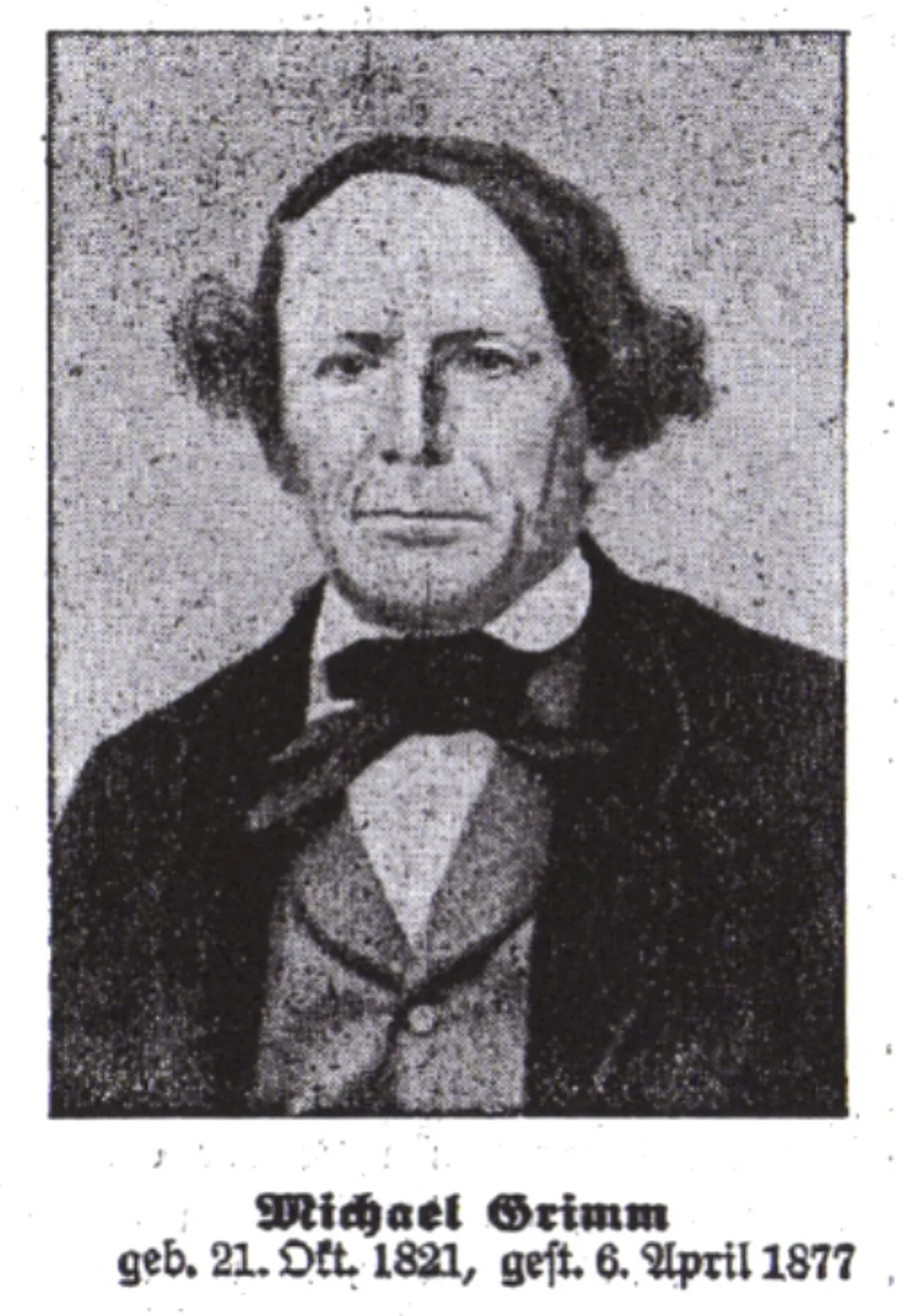 Porträt von Michael Grimm (1821–1877) – Gedenkseite