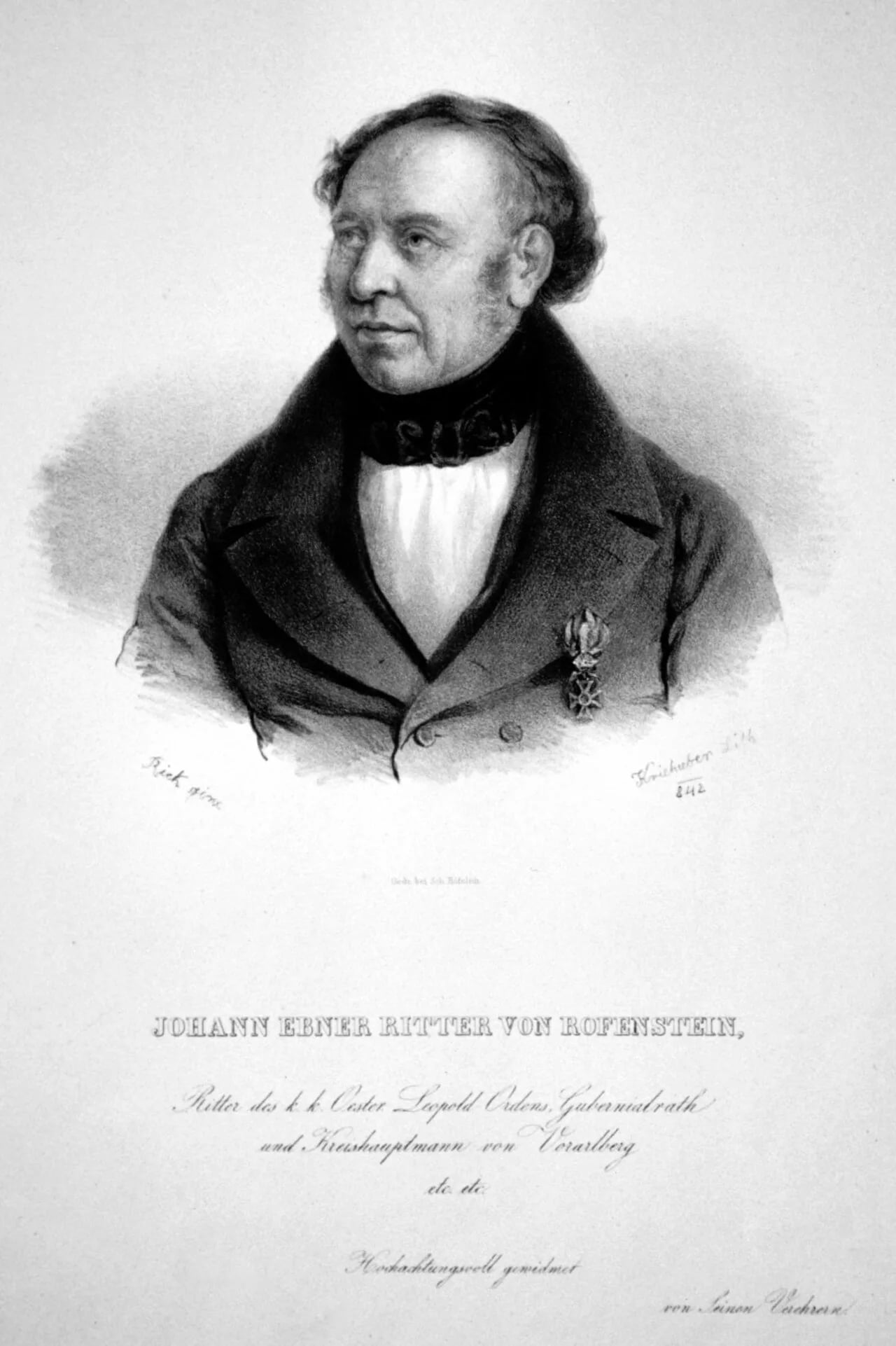 Porträt von Johann Nepomuk Ebner von Rofenstein (1790–1876) – Gedenkseite