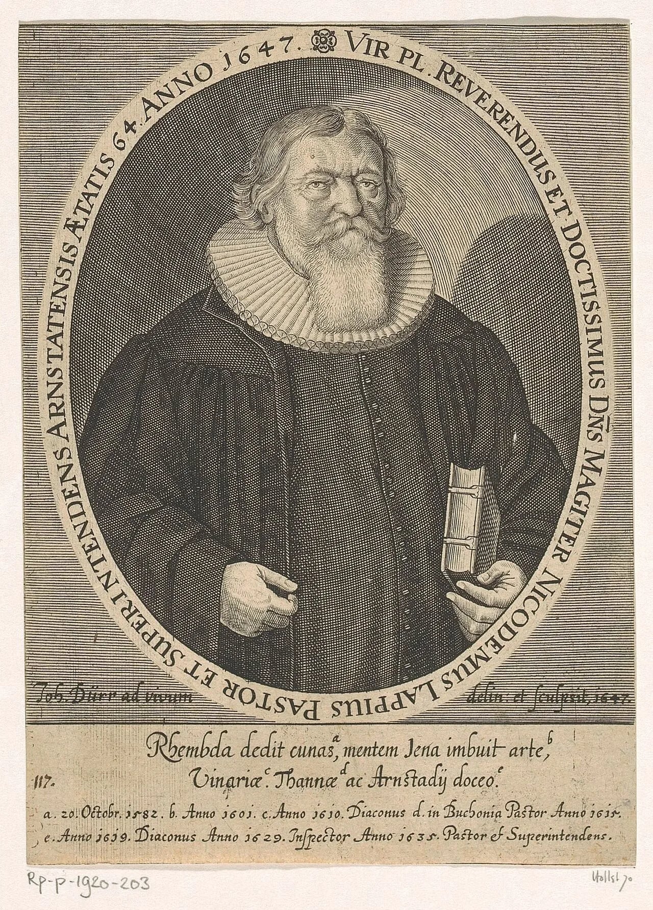 Porträt von Nicodemus Lappius (1582–1663) – Gedenkseite