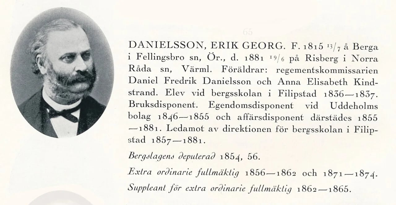 Porträt von Erik Georg Danielsson (1815–1881) – Gedenkseite