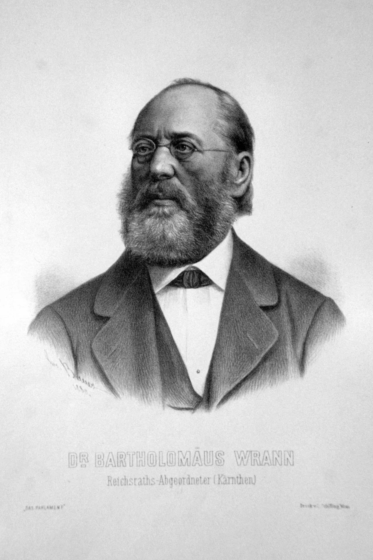 Porträt von Bartholomäus Wrann (1813–1885) – Gedenkseite