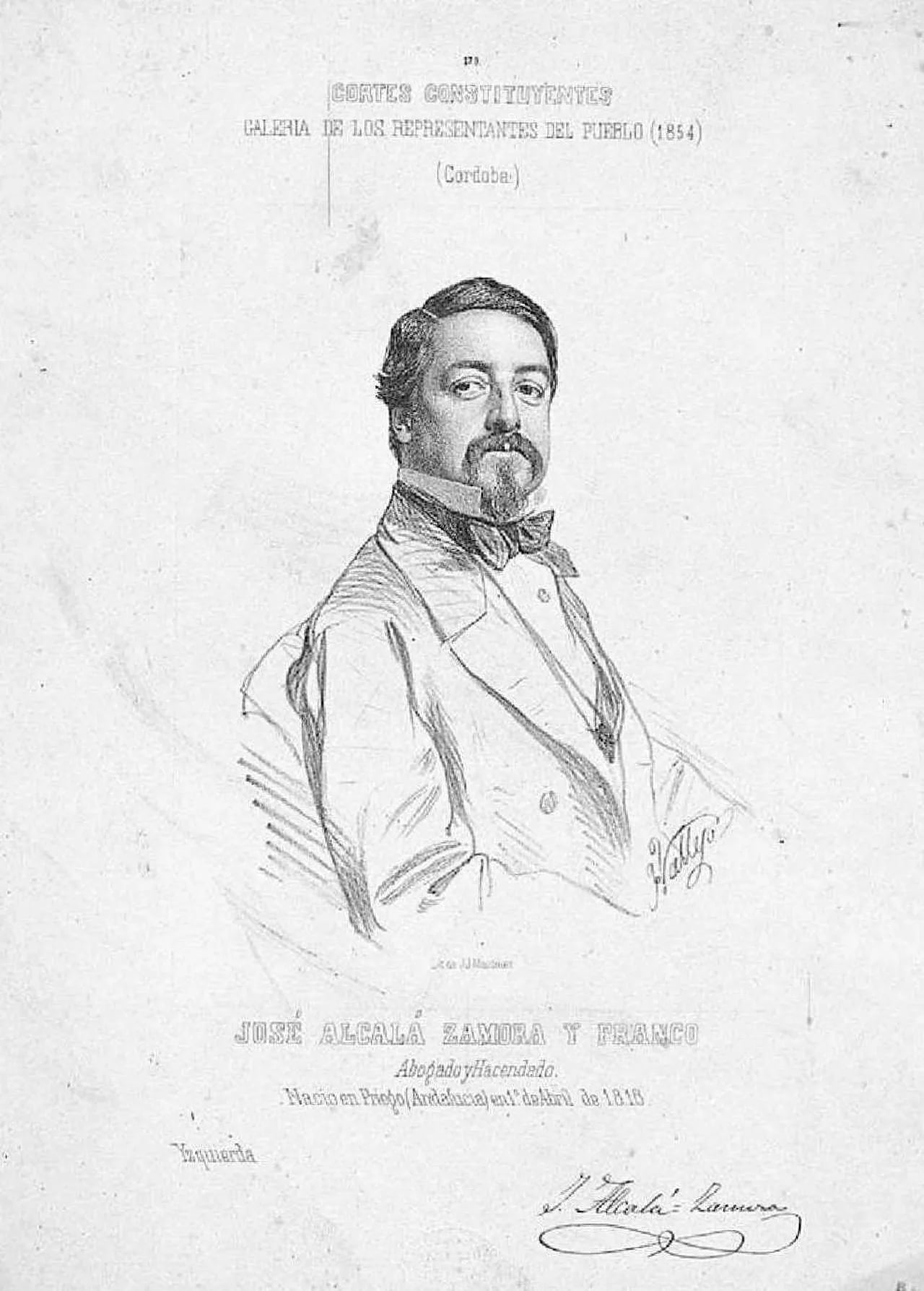 Porträt von José Alcalá-Zamora Franco (1818–1874) – Gedenkseite