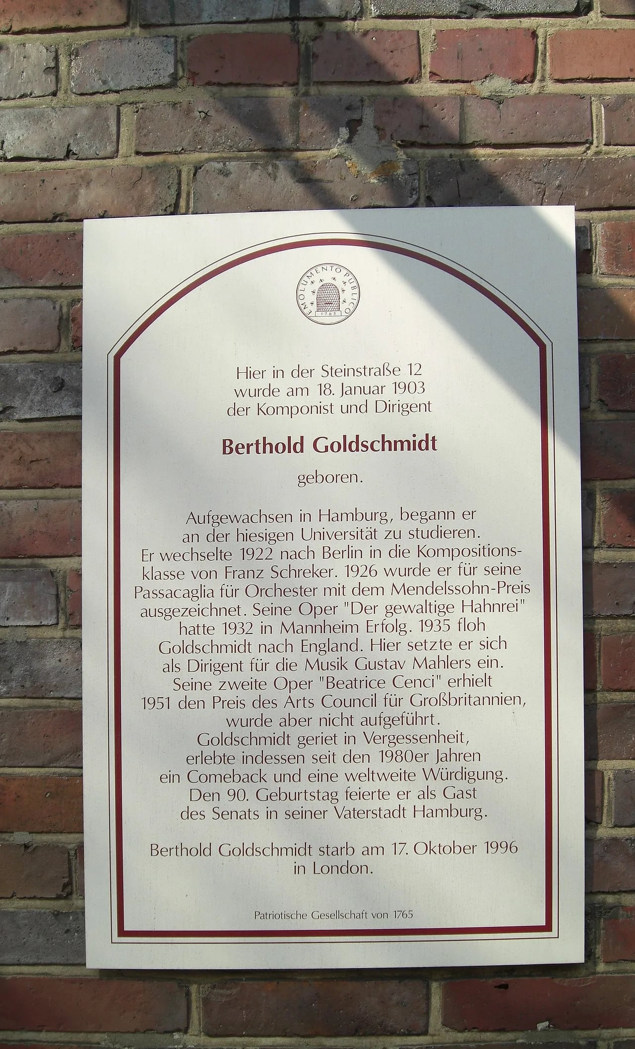 Porträt von Berthold Goldschmidt (1903–1996) – Gedenkseite