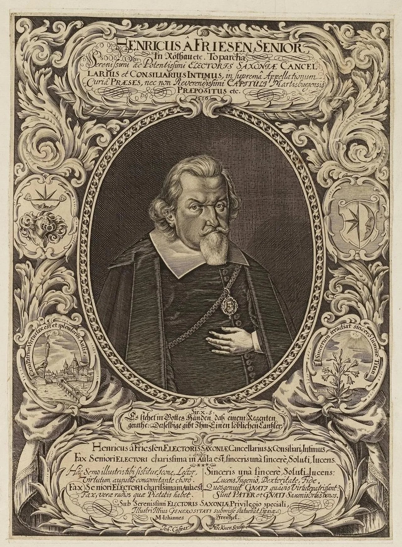 Porträt von Heinrich von Friesen d. Ä. (1578–1659) – Gedenkseite