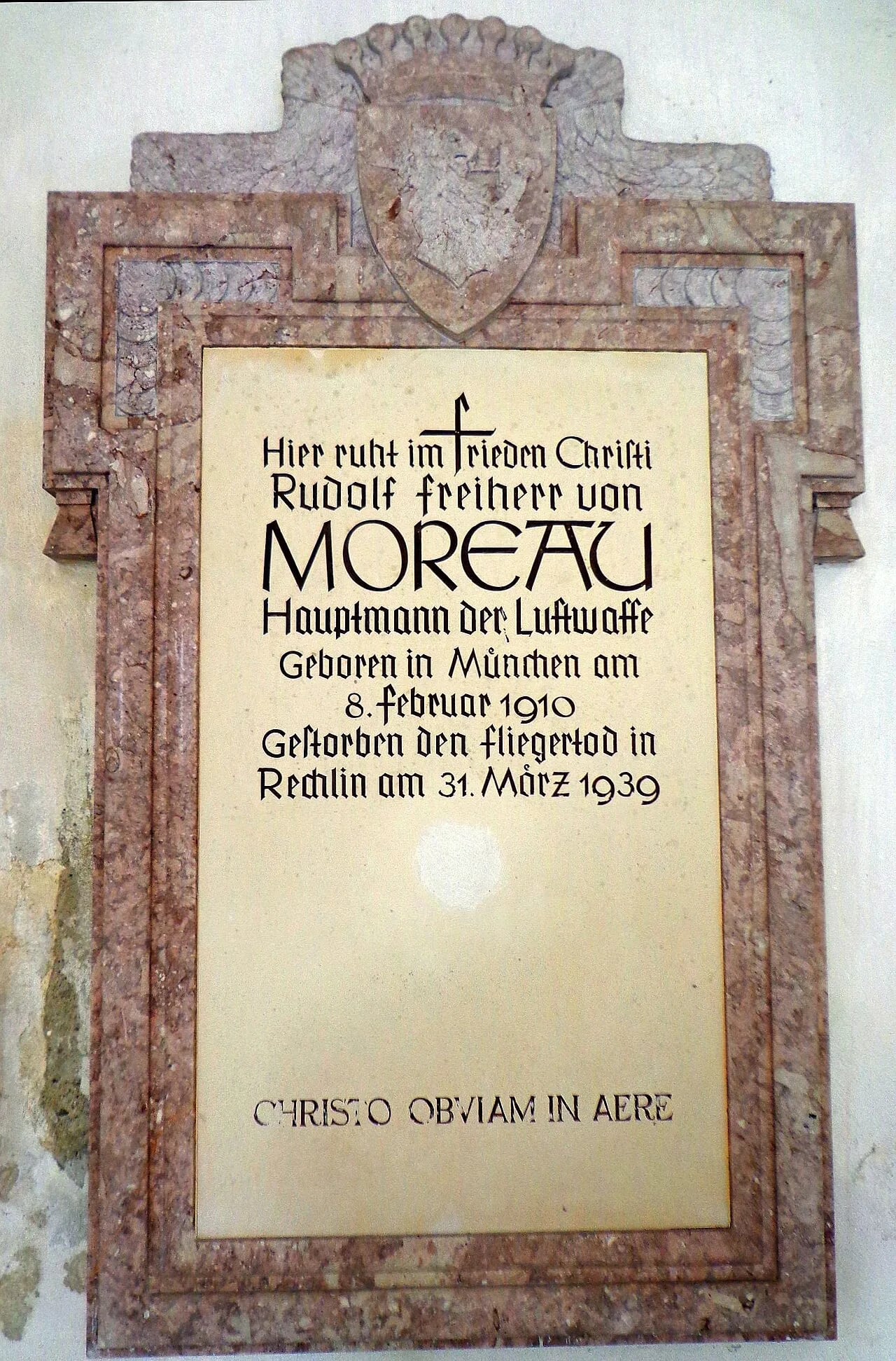 Porträt von Rudolf Freiherr von Moreau (1910–1939) – Gedenkseite