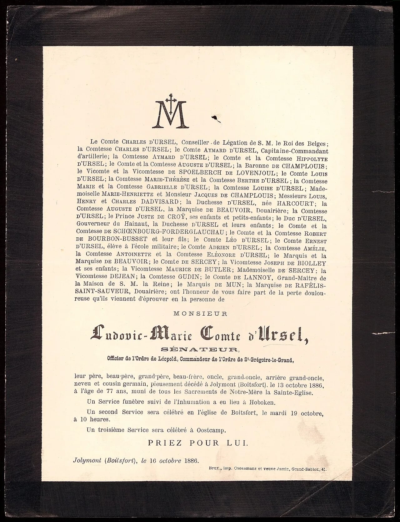 Portrait of Ludovic d'Ursel (1809–1886) – memorial page