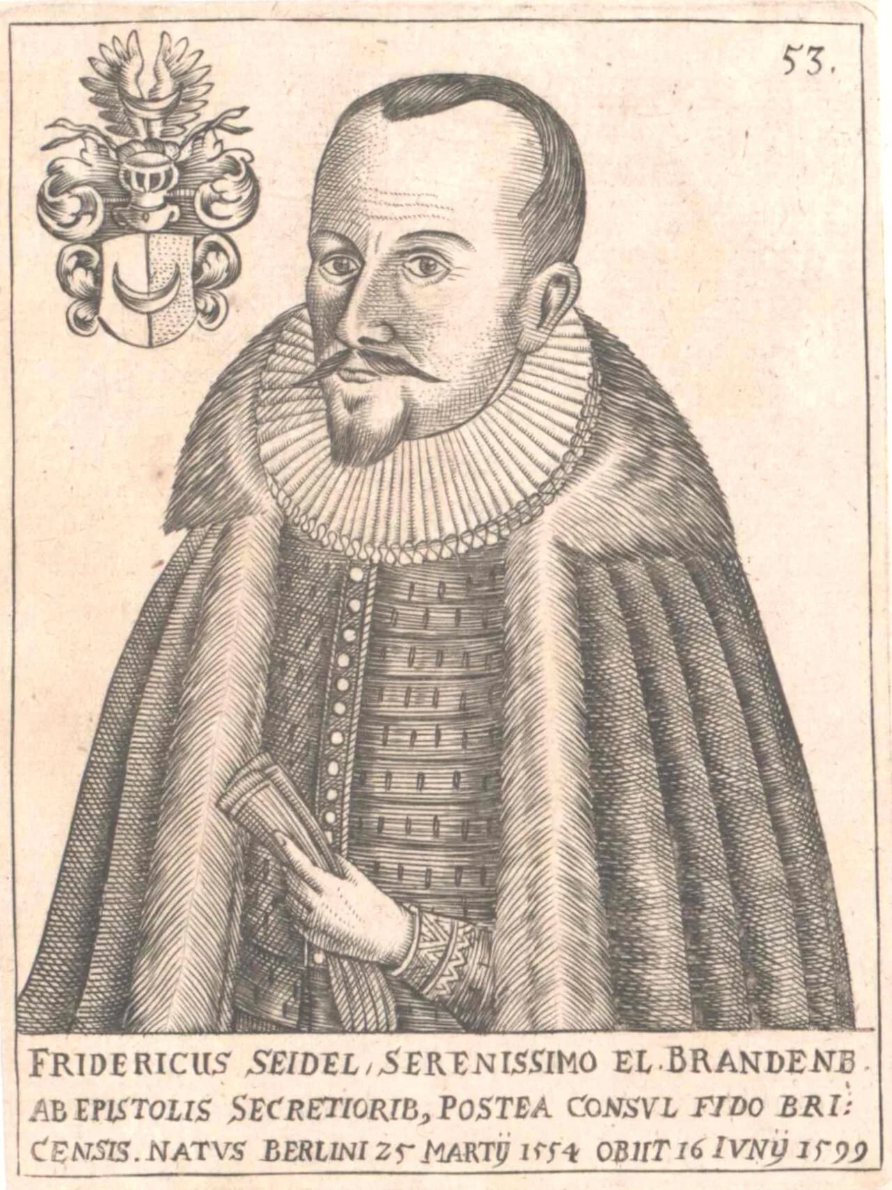 Porträt von Friedrich von Seidel (1554–1599) – Gedenkseite