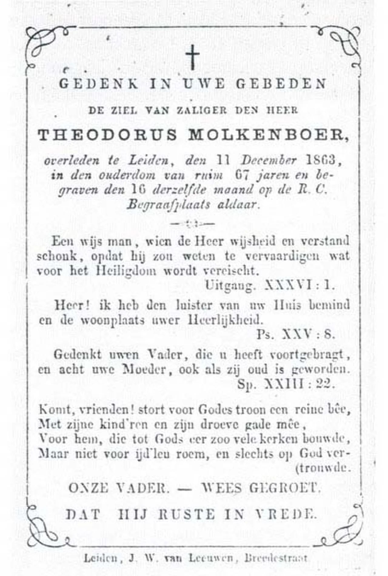 Porträt von Theo Molkenboer (1796–1863) – Gedenkseite