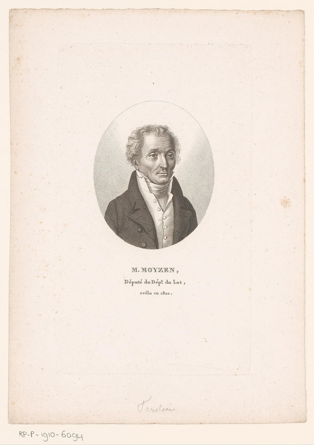Porträt von Jean Joseph Moyzen (1754–1840) – Gedenkseite